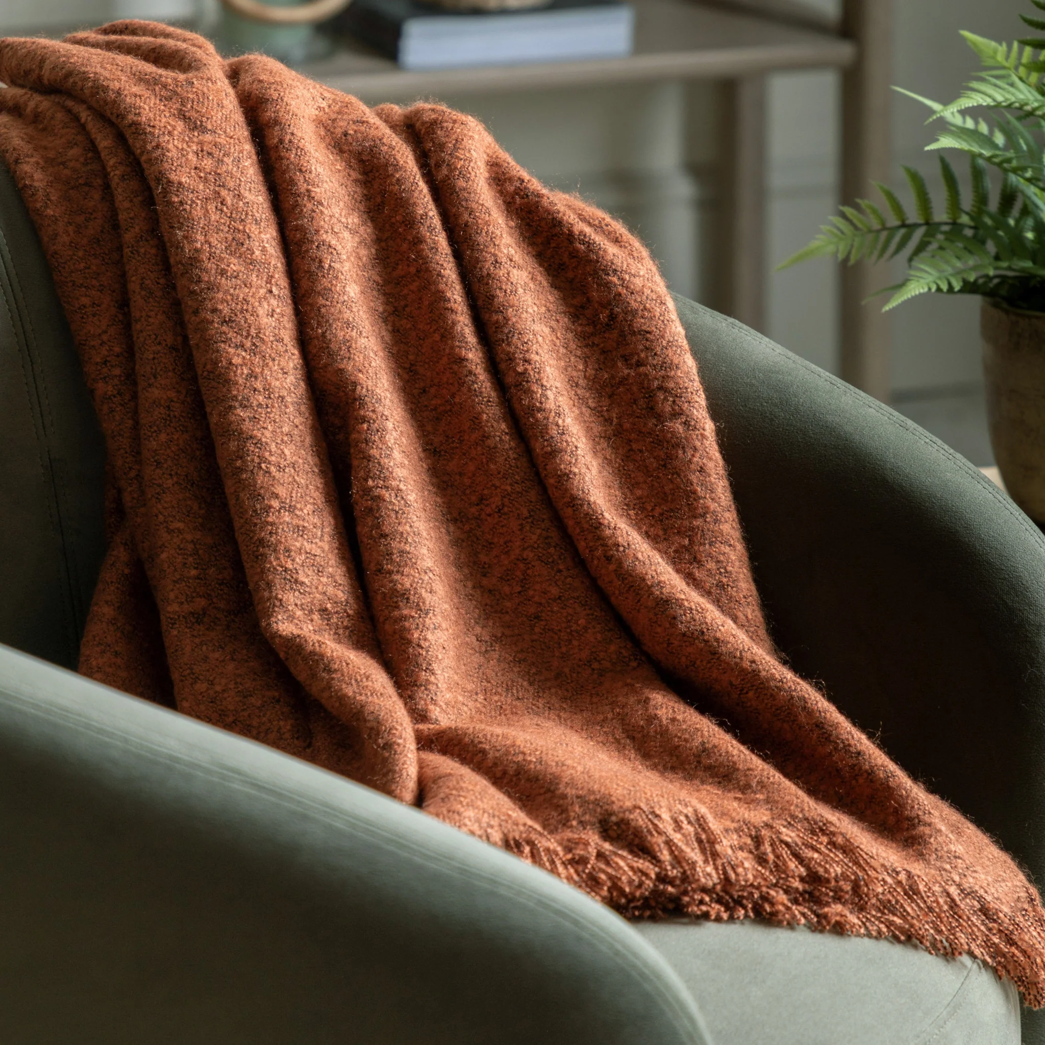 Melange Acrylic Orange Throw - Melange Acrylic Throw Rust 130x150CM - Image 3