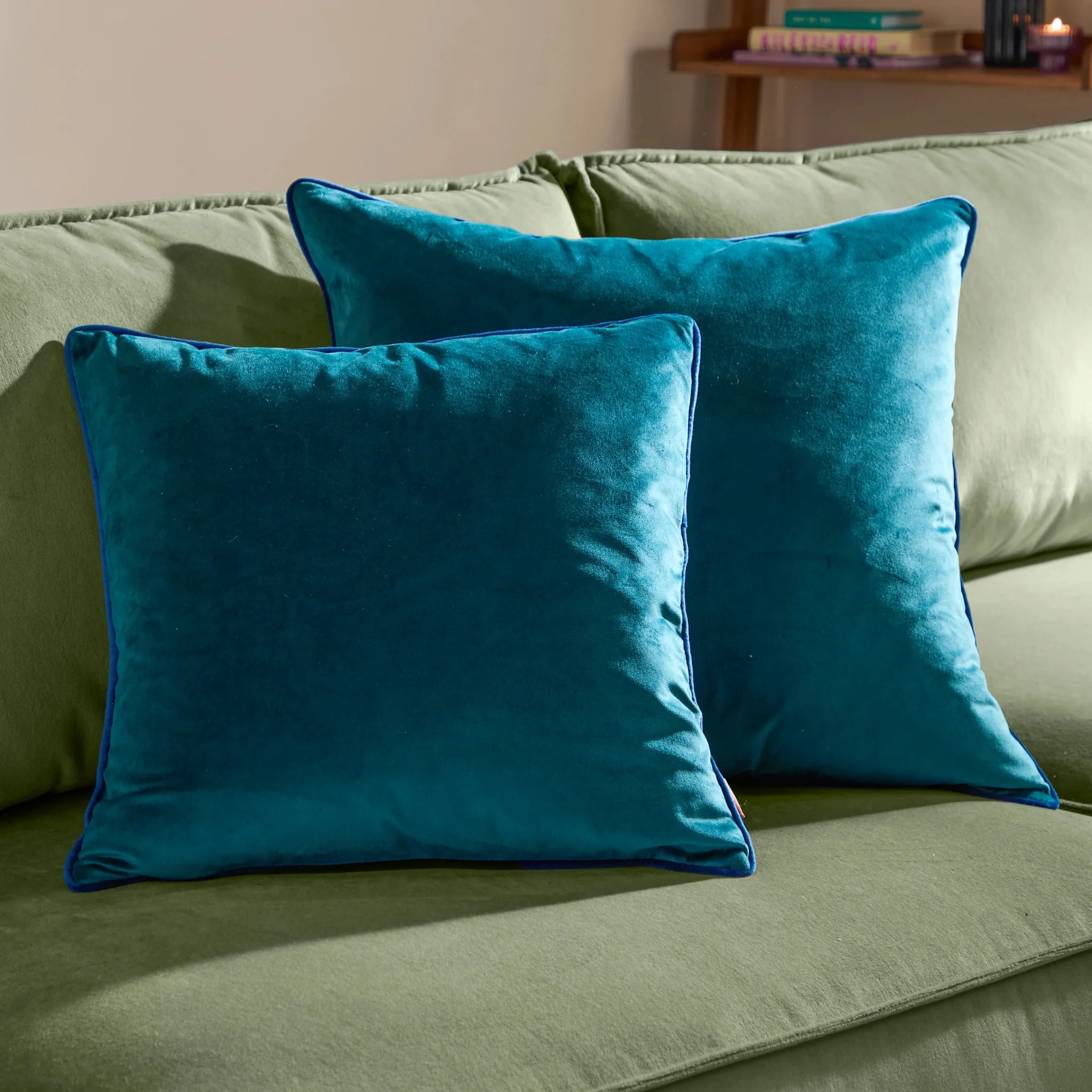 Meridian Green And Blue Square Cushion - Meridian 45CM Cushion Teal & Navy - Image 2