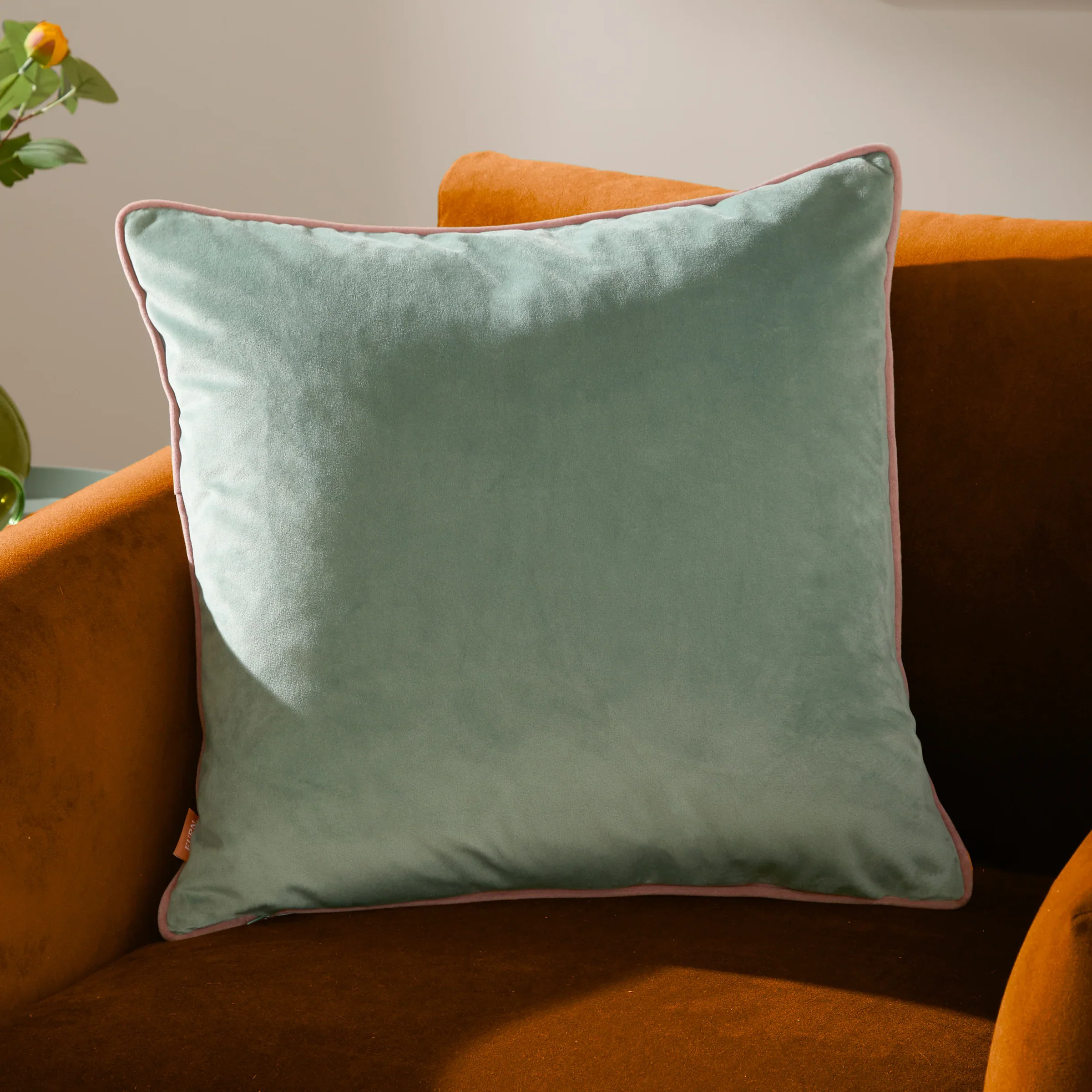 Meridian Green And Pink Square Cushion - Meridian 45CM Cushion Mineral & Blush