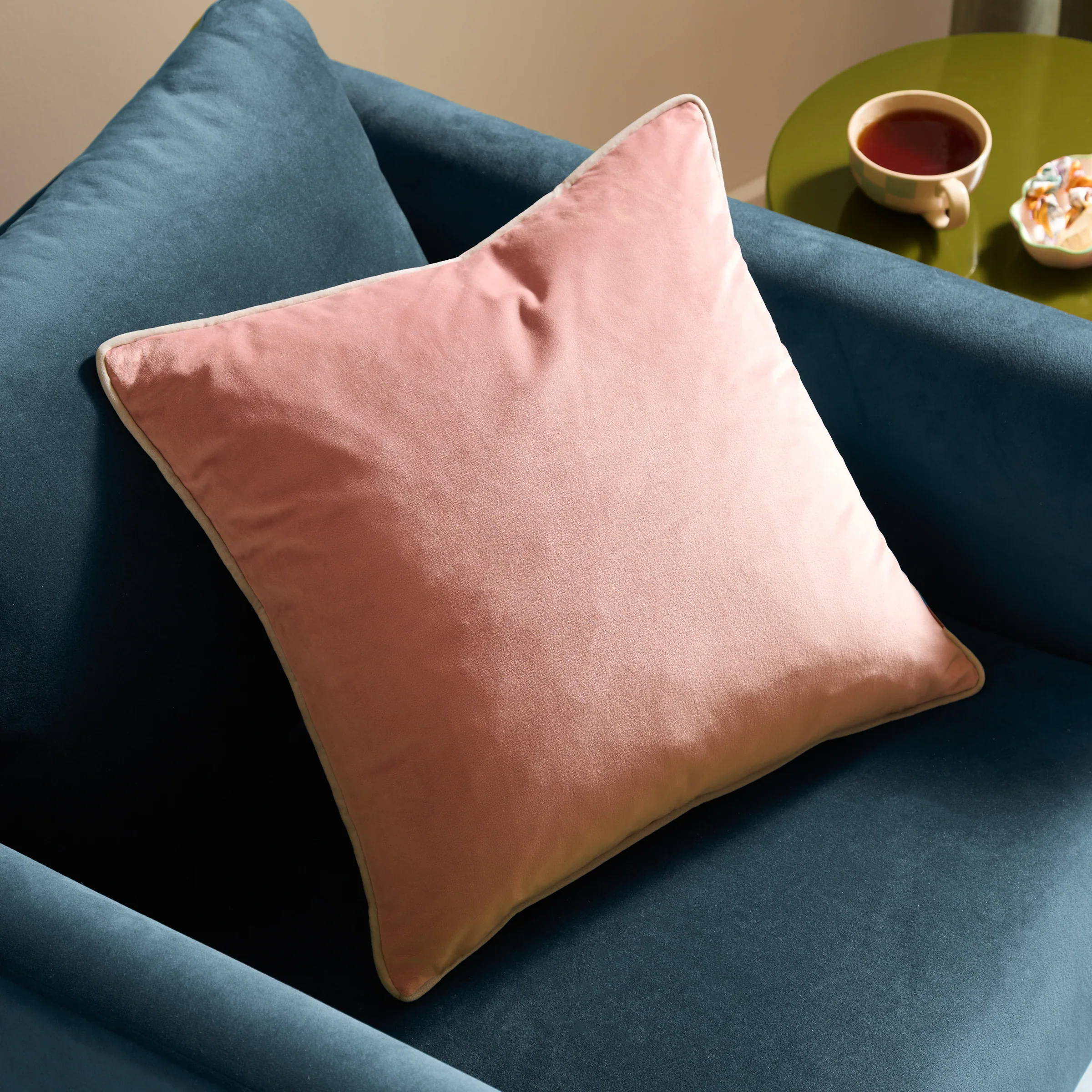 Meridian Pink And Grey Square Cushion - Meridian 45CM Cushion Blush & Grey