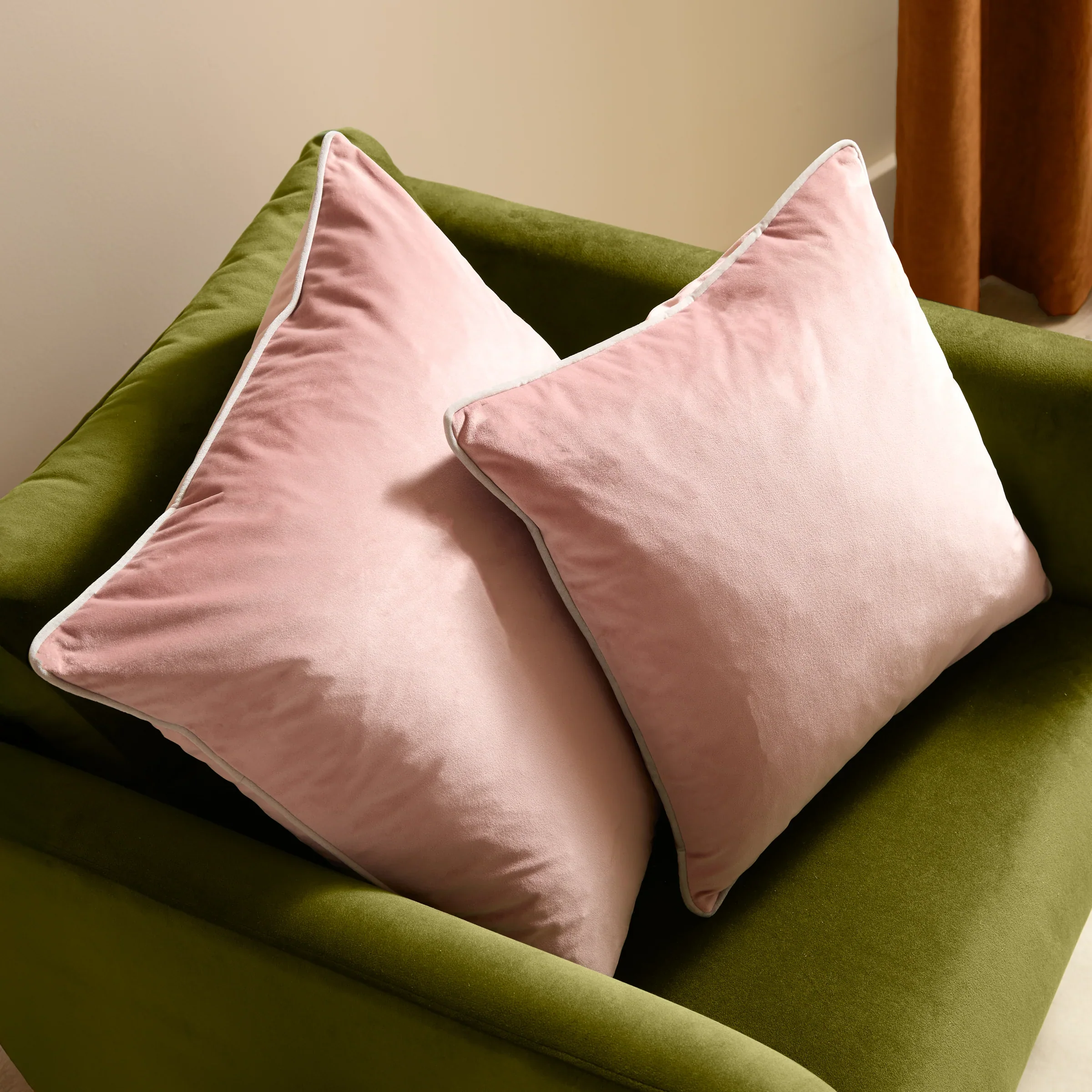 Meridian Pink And Grey Square Cushion - Meridian 45CM Cushion Blush & Grey - Image 2