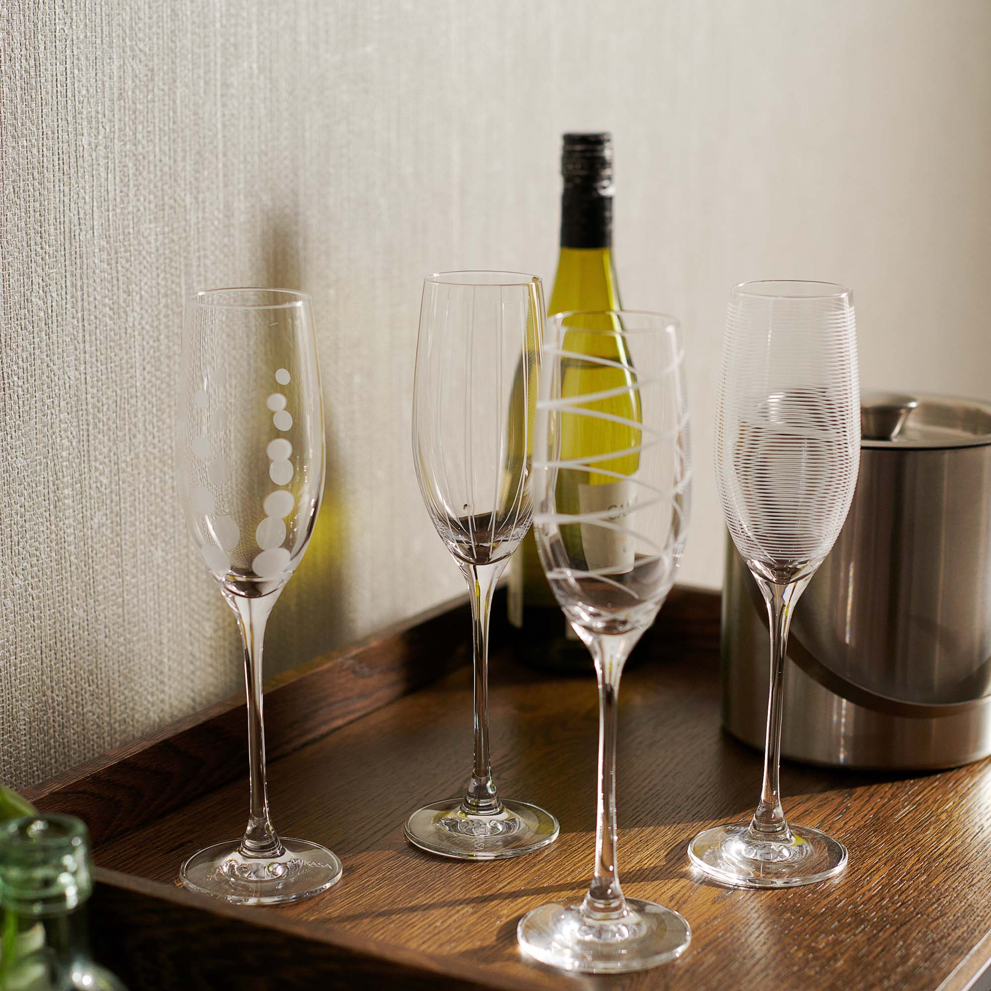Mikasa Cheers Set of 4 Flute Glasses - DISC Mikasa Cheers Flute Glasses Set 4