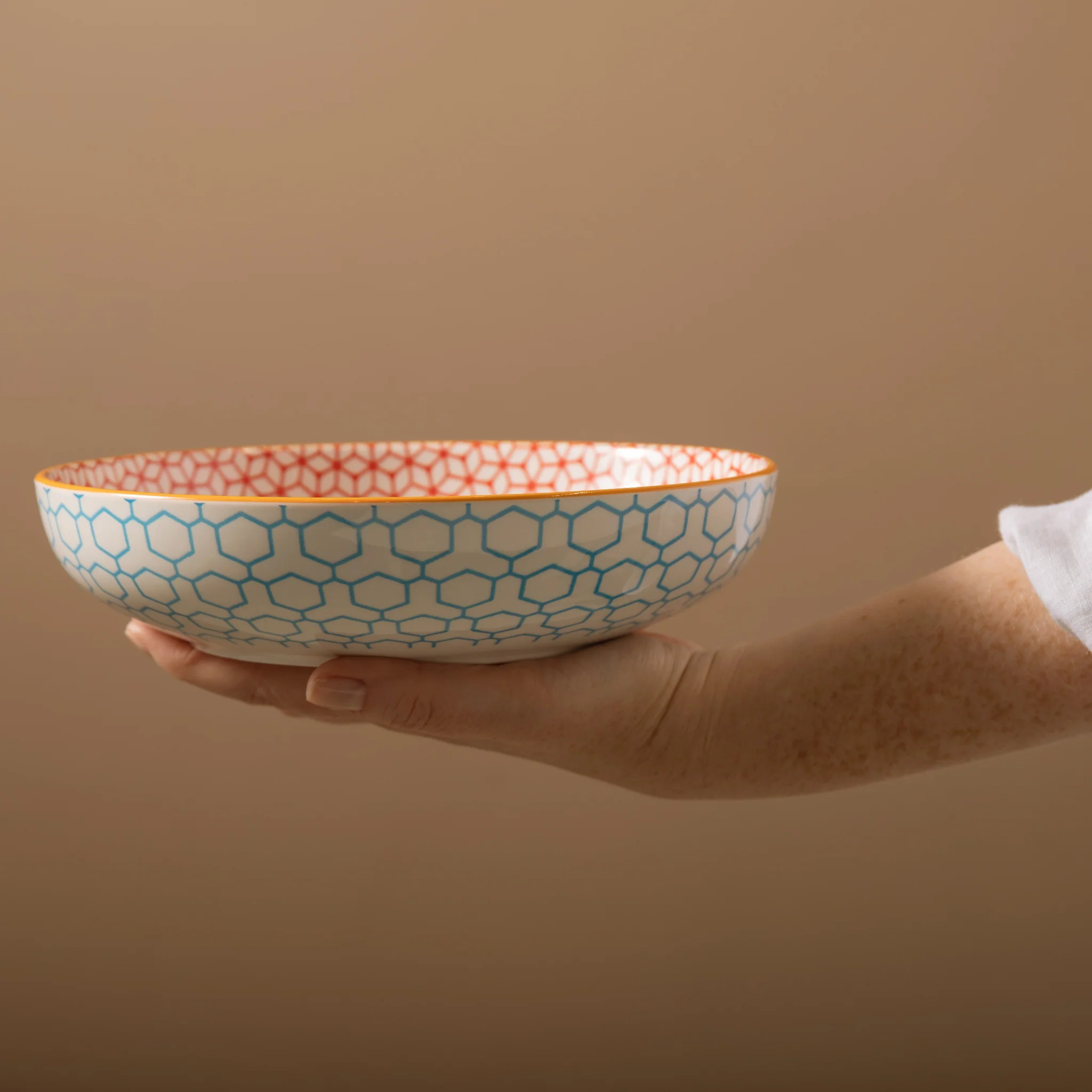 Mikasa Geometric Blue Bowl  - Mikasa Geometric Blue Bowl 21CM