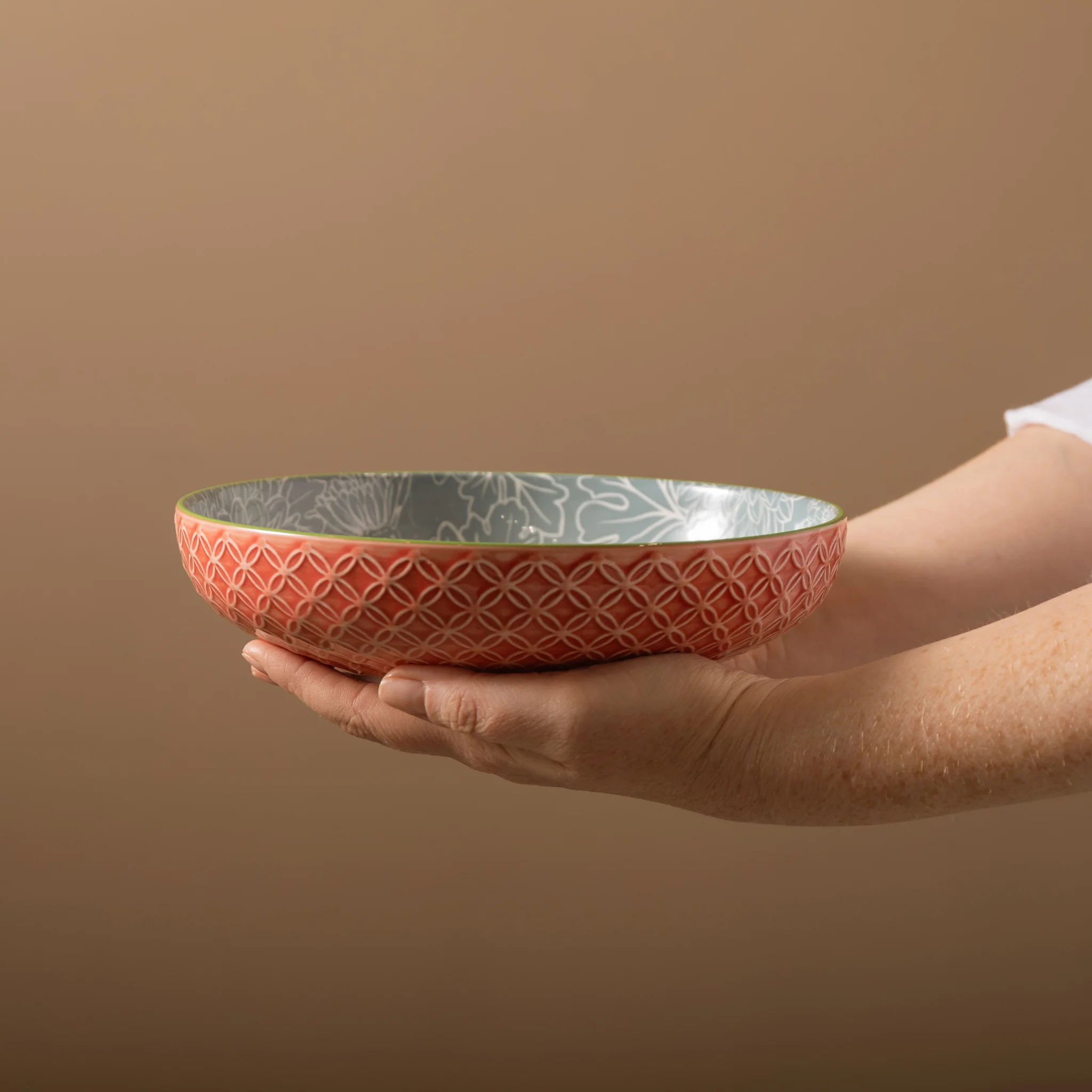 Mikasa Geometric Leaf Bowl - Mikasa Leaf Print And Geometric Bowl 21CM