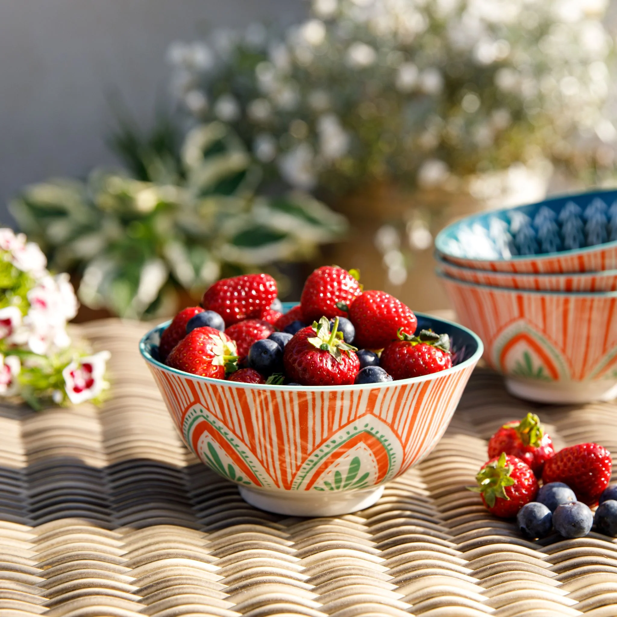 Mikasa Mixed Folk Pattern Bowl - Mikasa Mixed Folk Bowl Glazed Stoneware
