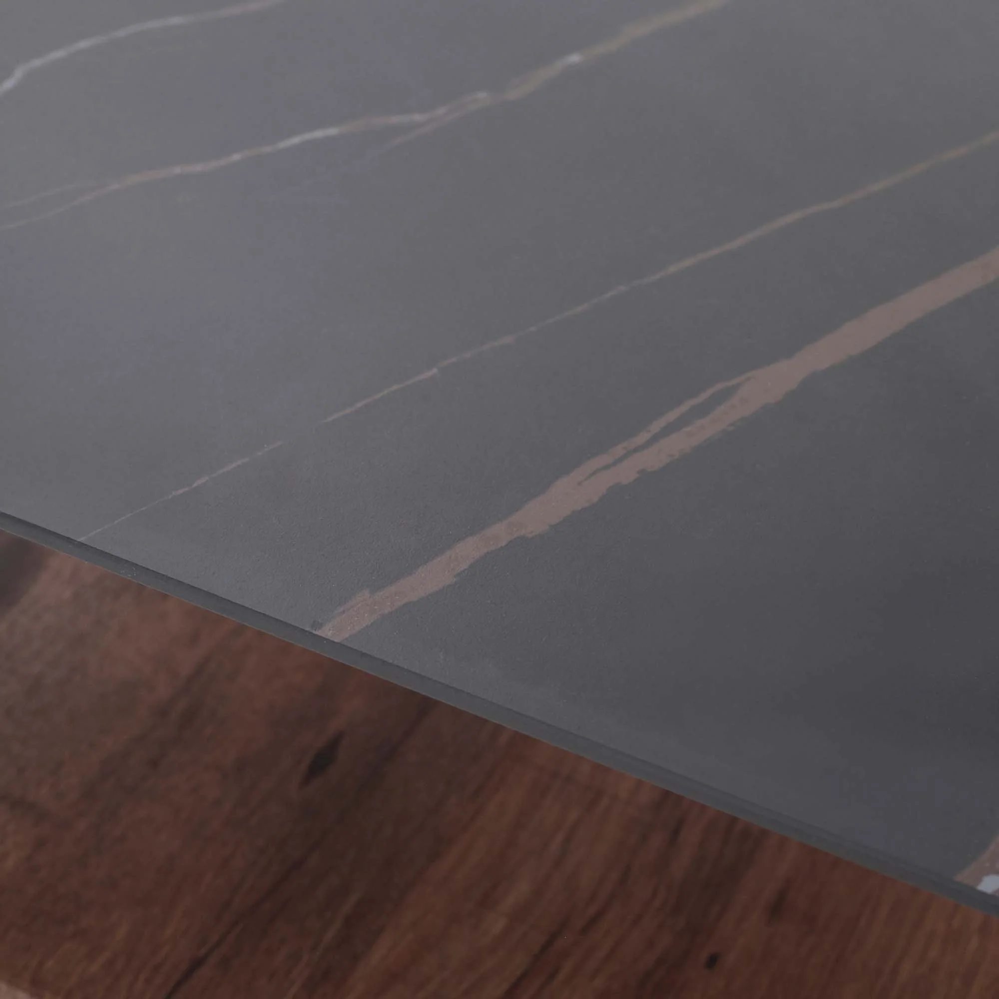 Milburn Side Table - End Table Saroland Sintered Stone / Brown Cherry Paper Veneer / Black Metal Frame - Image 5