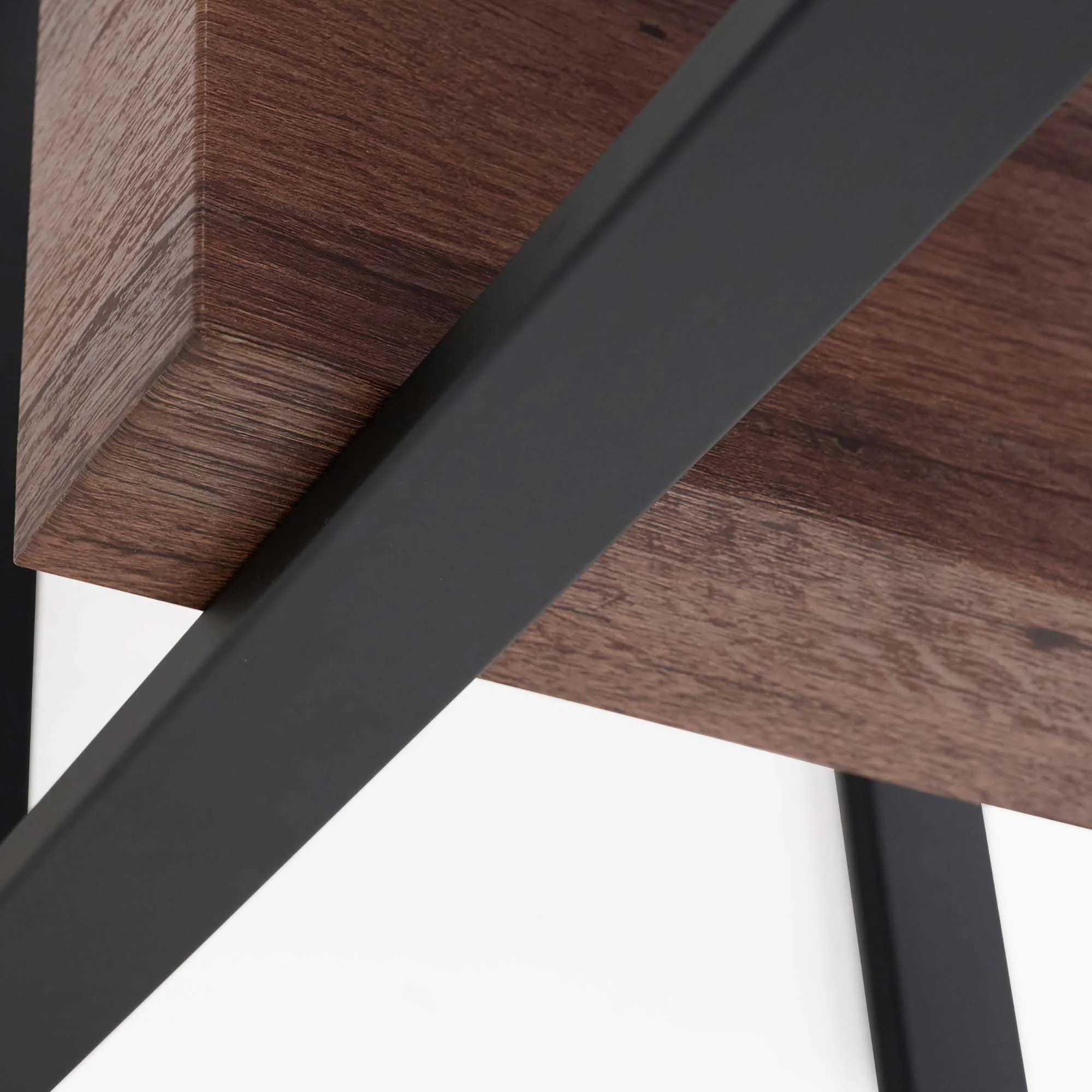 Milburn Side Table - End Table Saroland Sintered Stone / Brown Cherry Paper Veneer / Black Metal Frame - Image 6