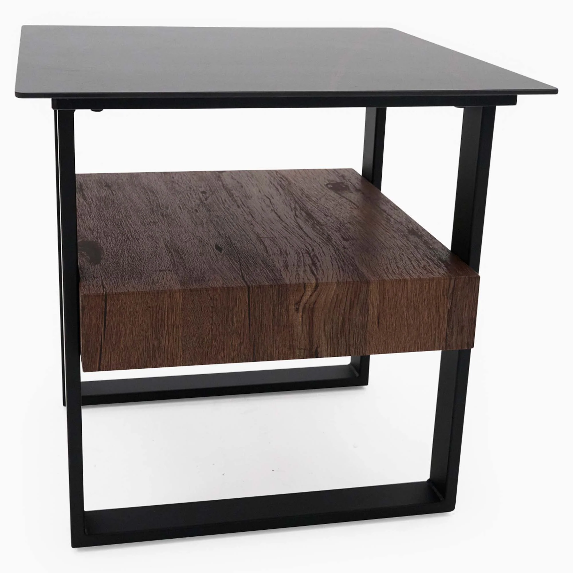 Milburn Side Table - End Table Saroland Sintered Stone / Brown Cherry Paper Veneer / Black Metal Frame - Image 7