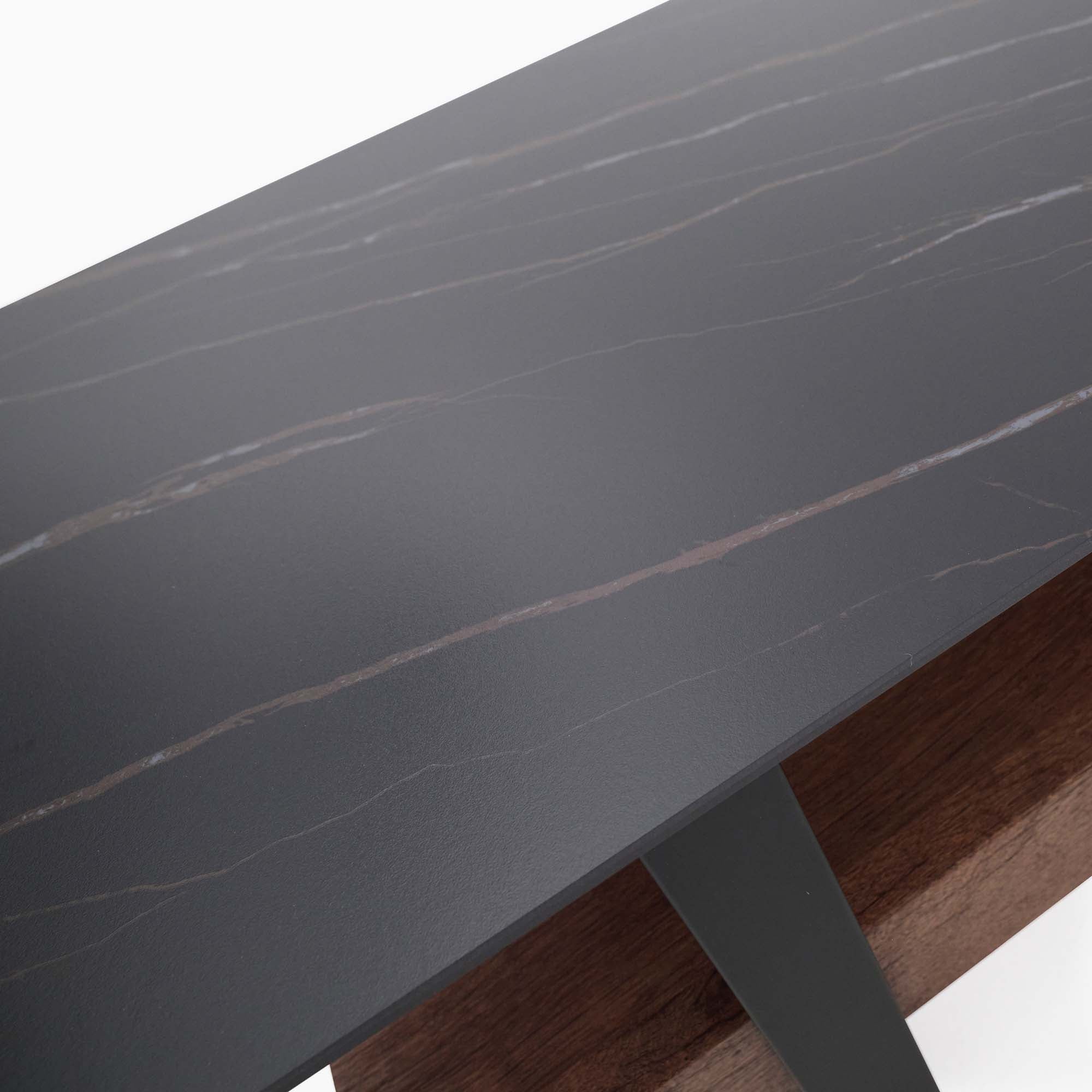 Milburn Coffee Table - Coffee Table Saroland Sintered Stone / Brown Cherry Paper Veneer / Black Metal Frame - Image 5