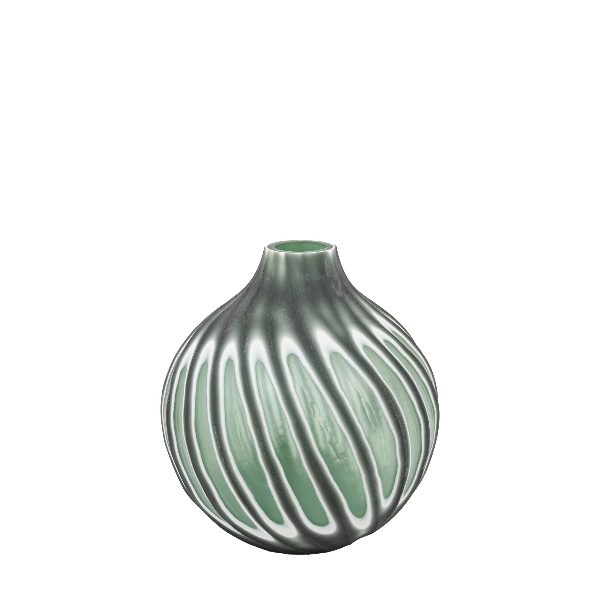 Morella Swirl Hand Carved Glass Vase Green Small - Morella Swirl Hand Carved Glass Vase Sage Small - Image 2
