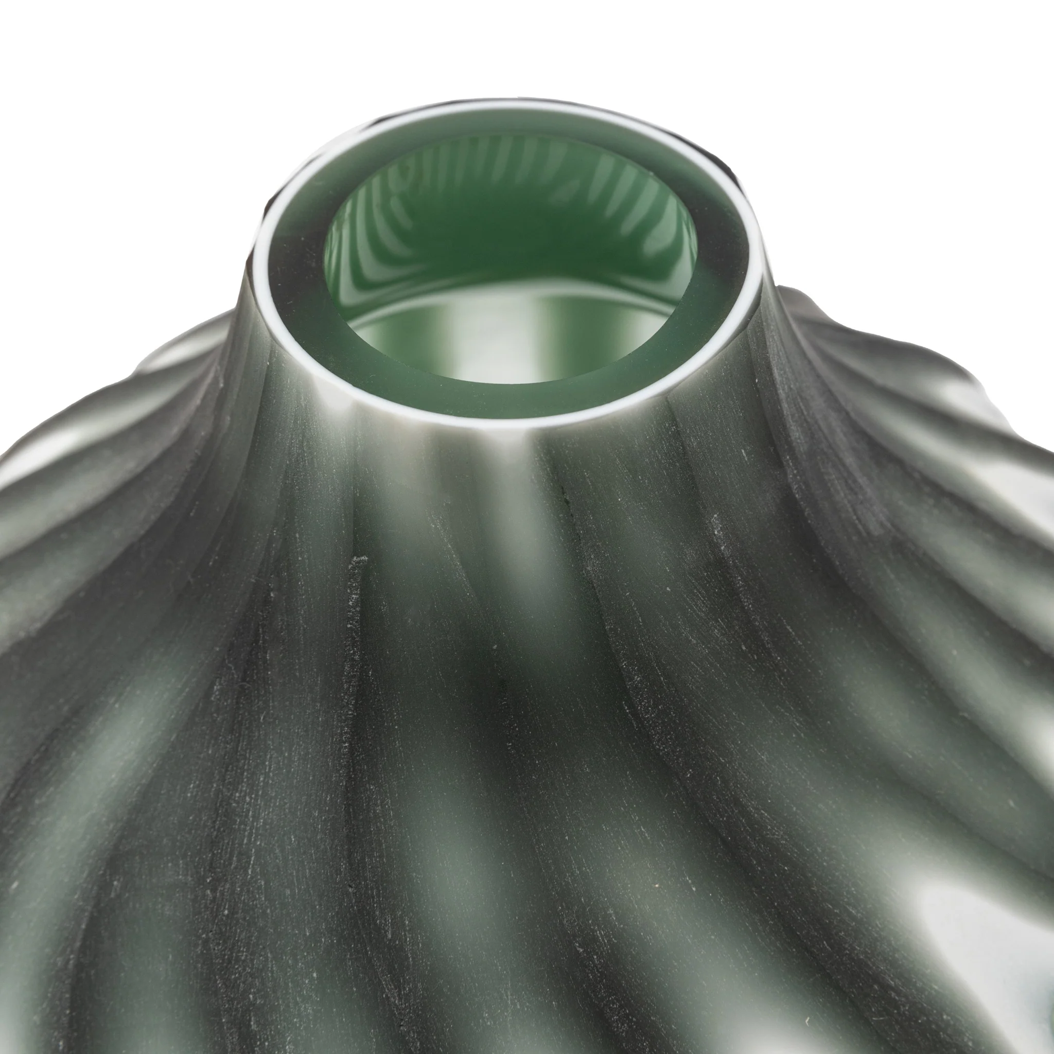 Morella Swirl Hand Carved Glass Vase Green Small - Morella Swirl Hand Carved Glass Vase Sage Small - Image 3