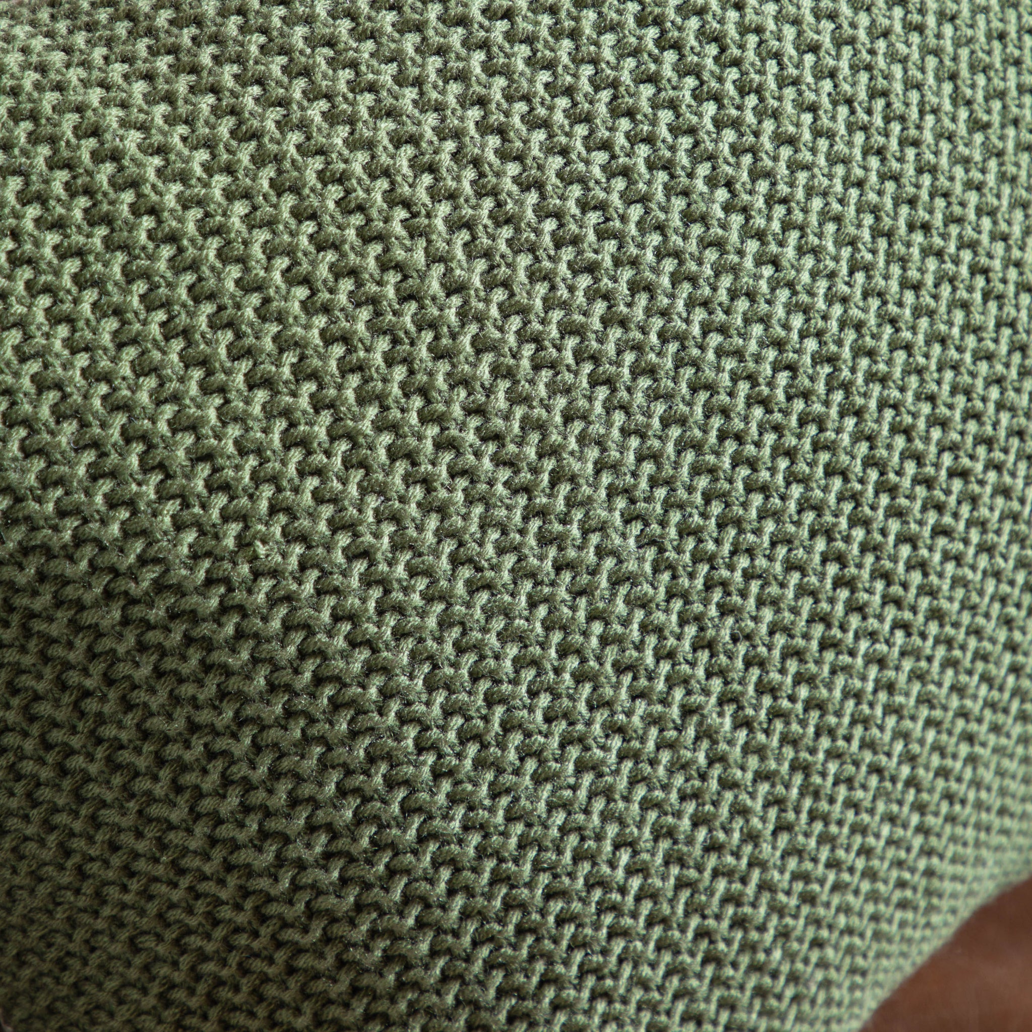 Moss Stitched Pom Pom Green Cushion - Moss Stitch PomPom Cushion Olive 40x60CM - Image 3