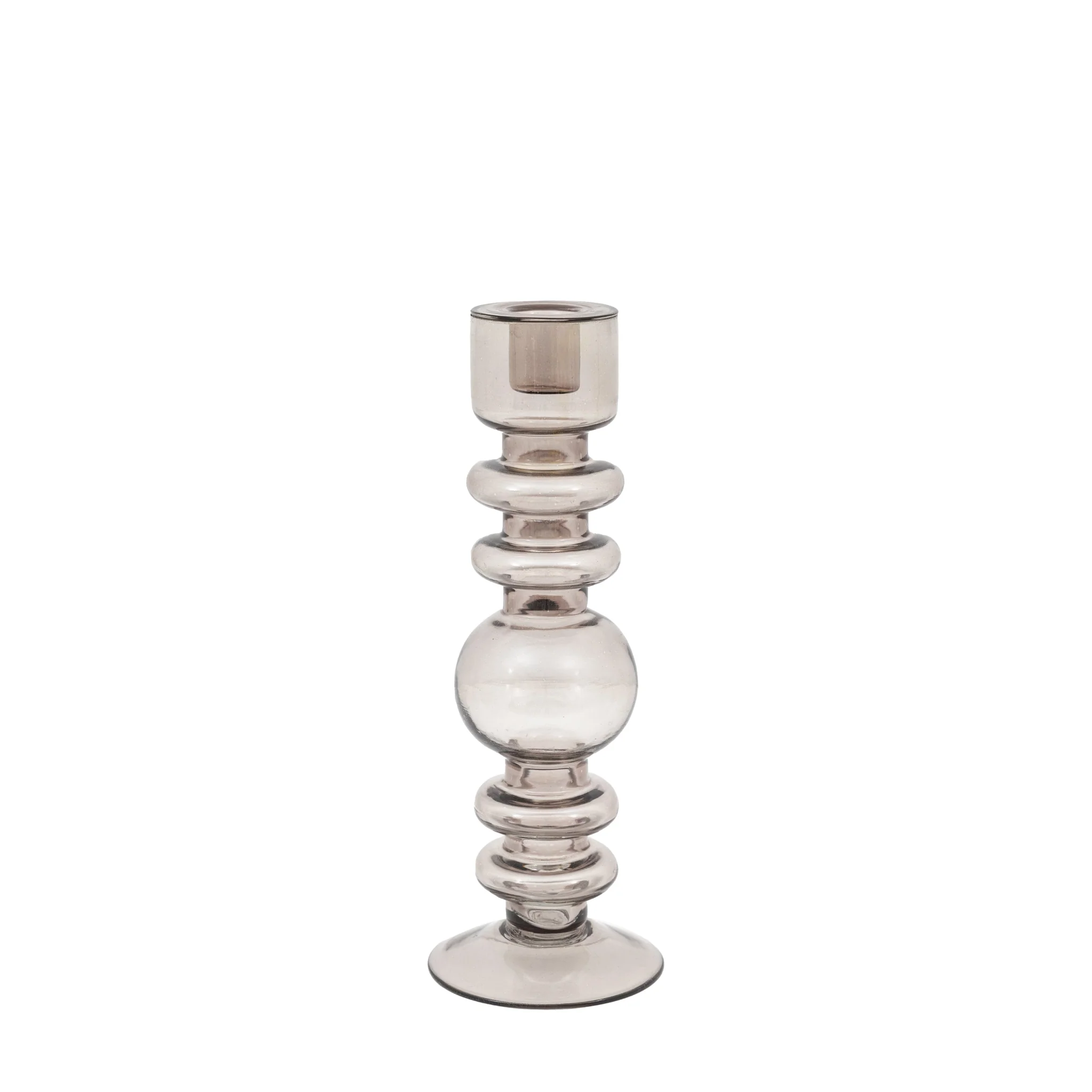Movera Glass Grey Candlestick - Movera Glass Taper Candlestick Smoke 25CM - Image 3