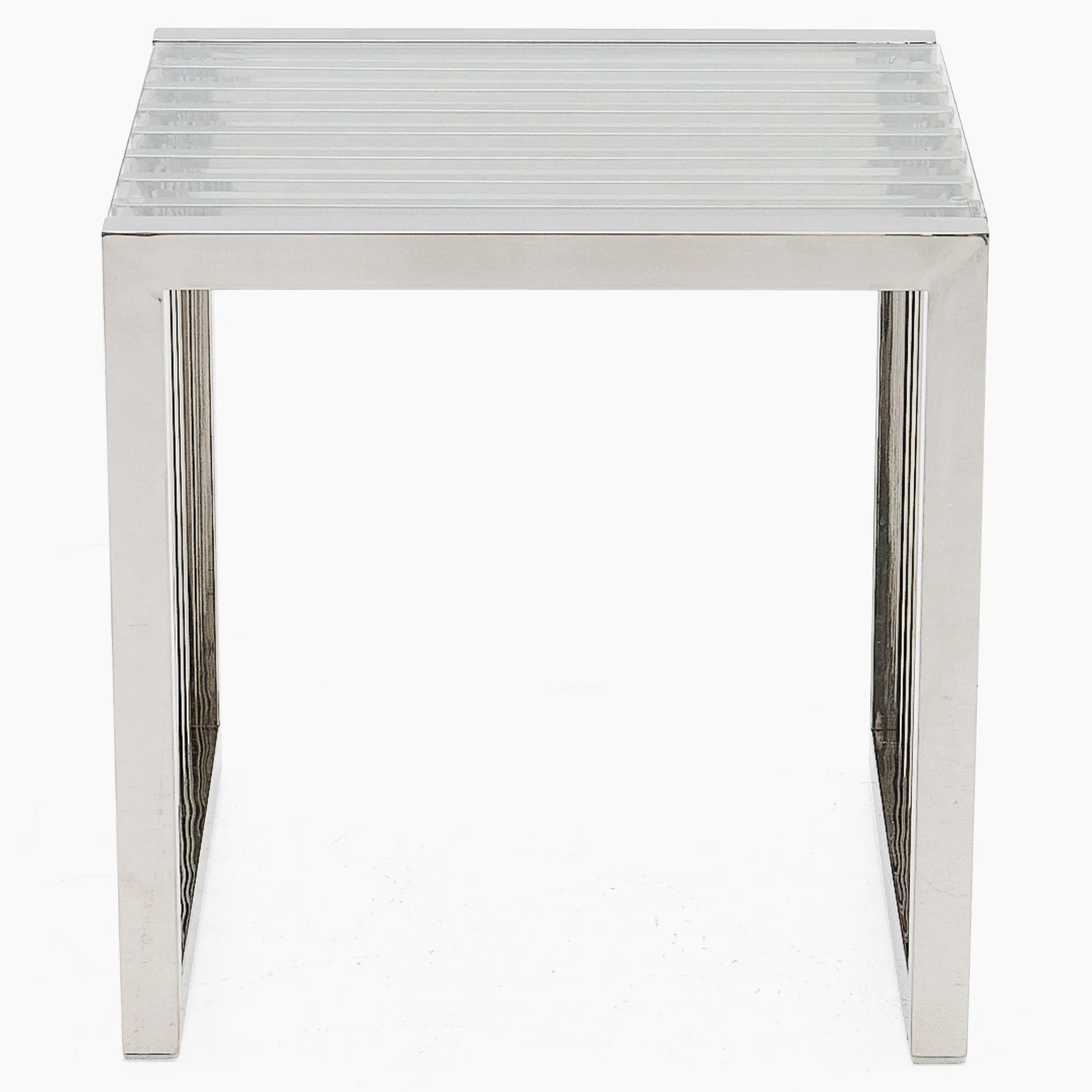 Napoli Side Table - Lamp Table Clear Glass / Stainless Steel - Image 4