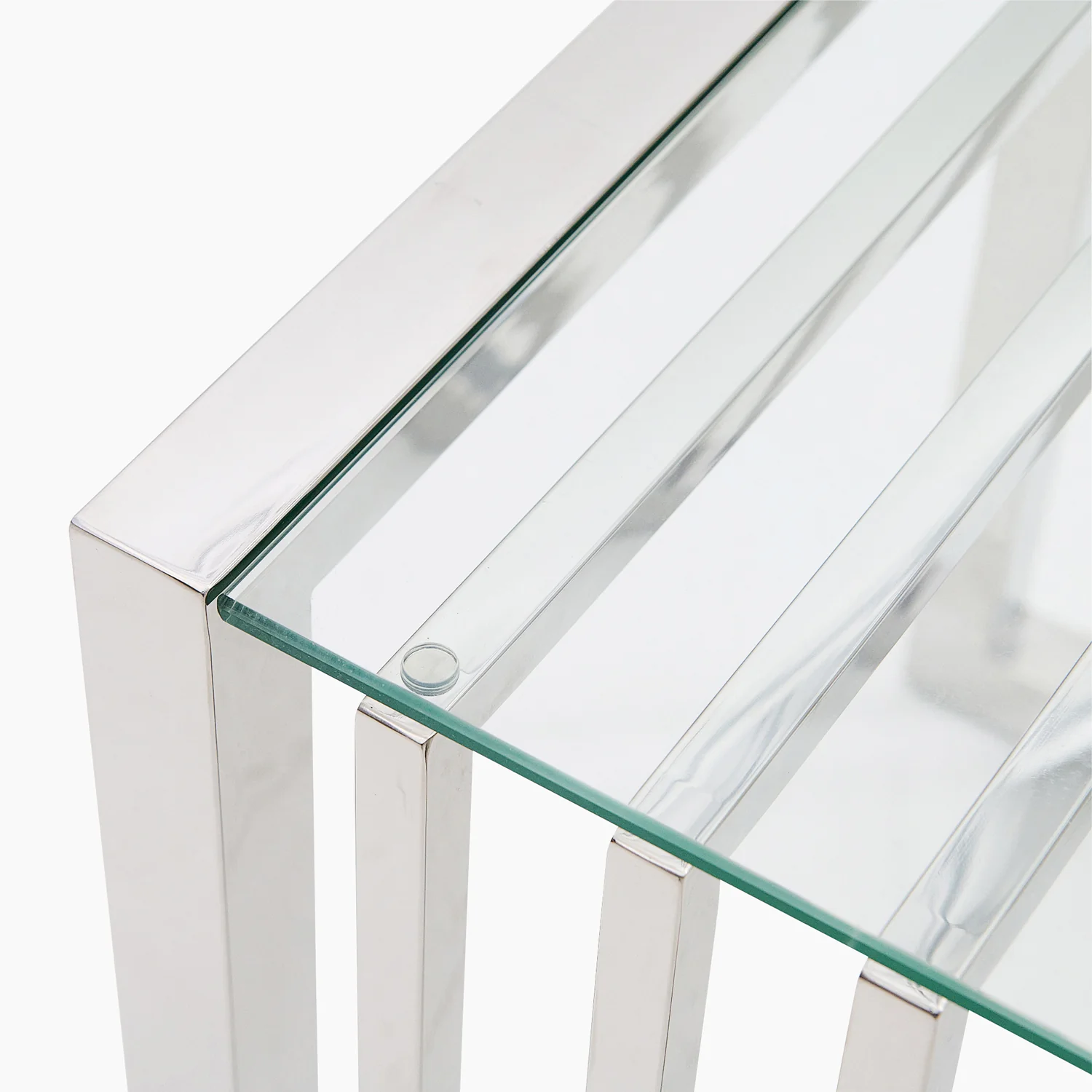 Napoli Side Table - Lamp Table Clear Glass / Stainless Steel - Image 5