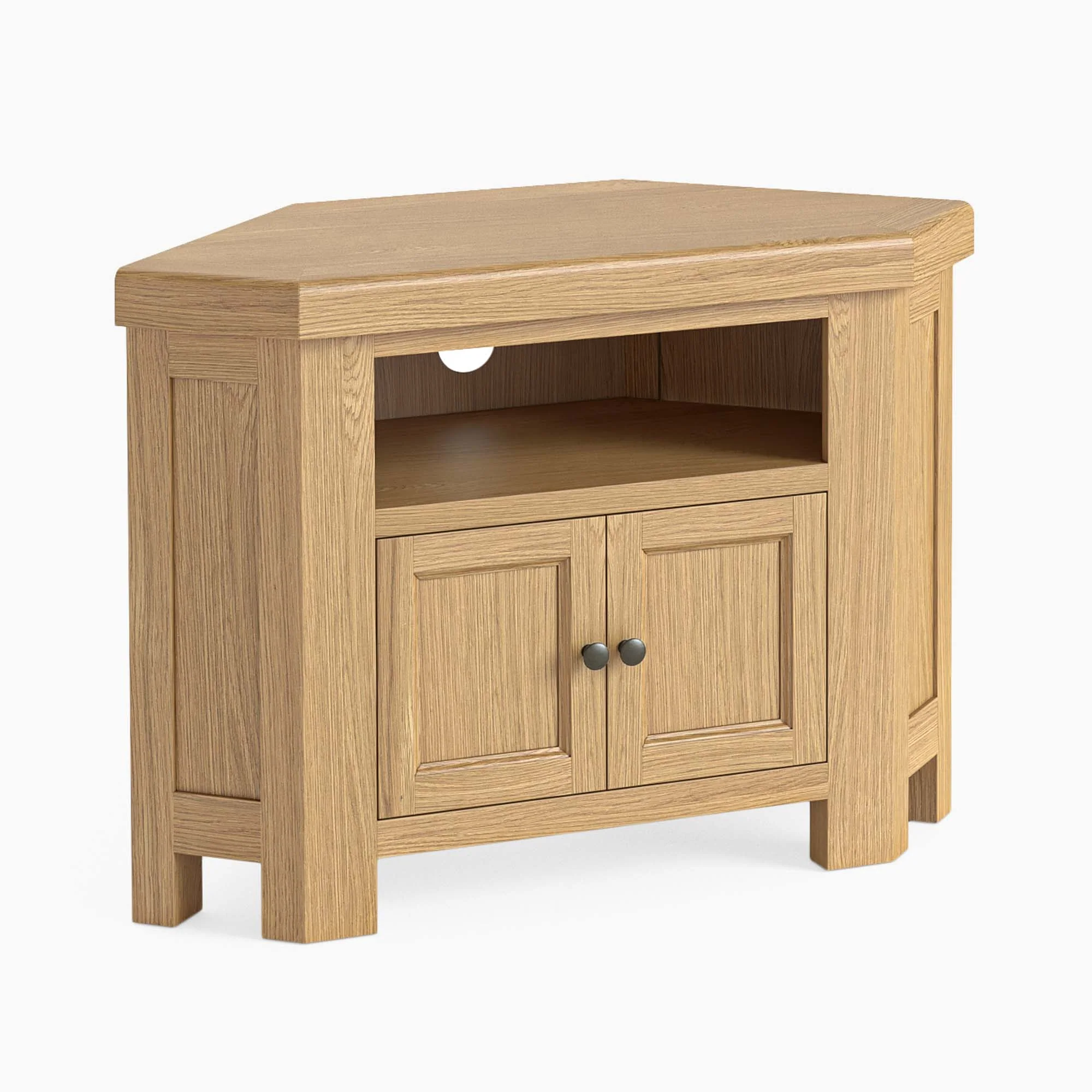 Navarre 2 Door Corner TV Unit - Corner TV Unit With 2 Doors Oak / Oak Veneer