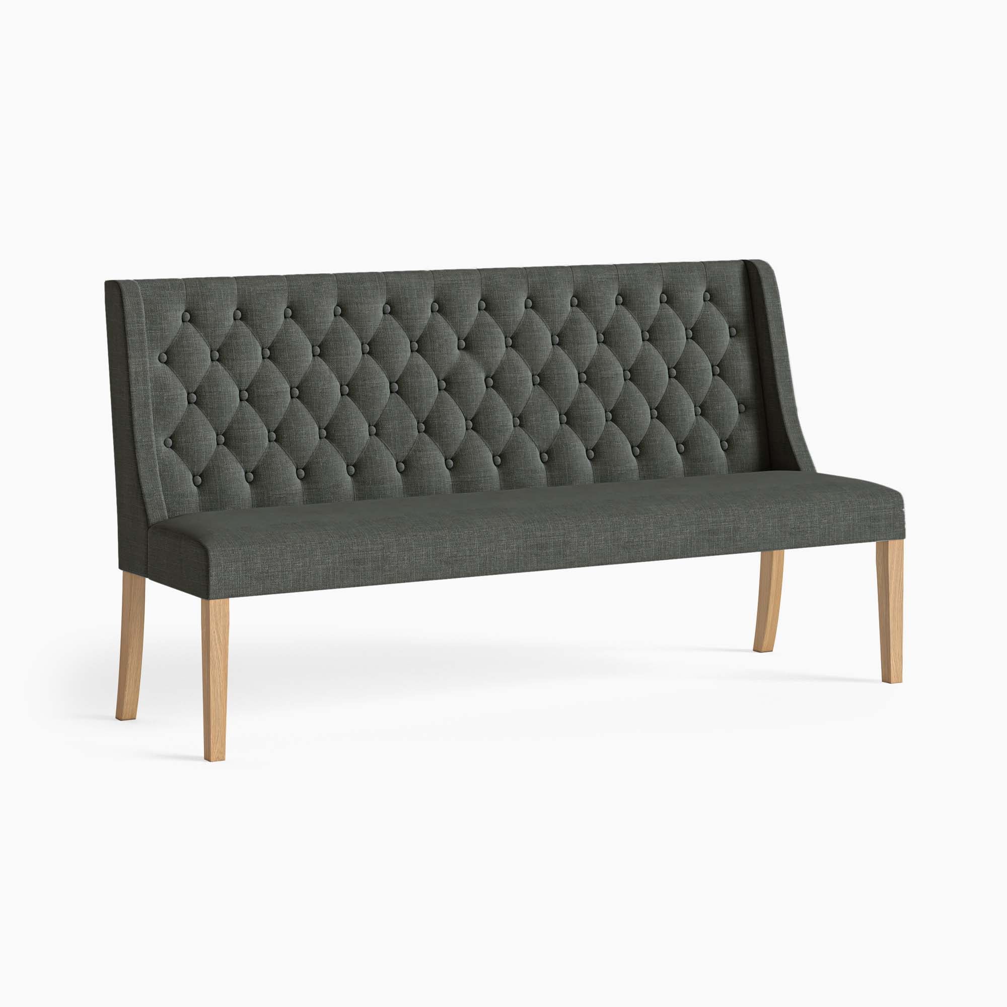 Navarre Button Back Bench - Button Back Sofa Grey Oak / Oak Veneer - Grey - Image 3