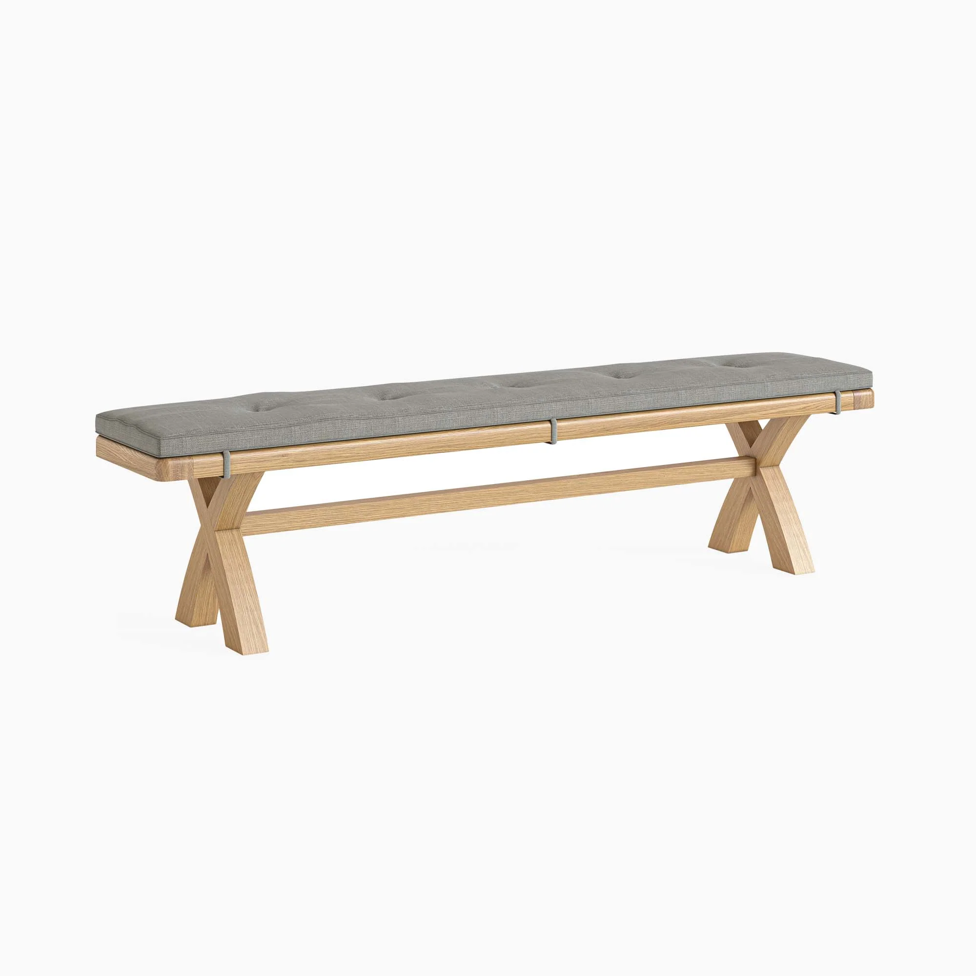 Navarre Cross Bench - Cross Bench Oak / Beige Fabric - Beige - Image 3