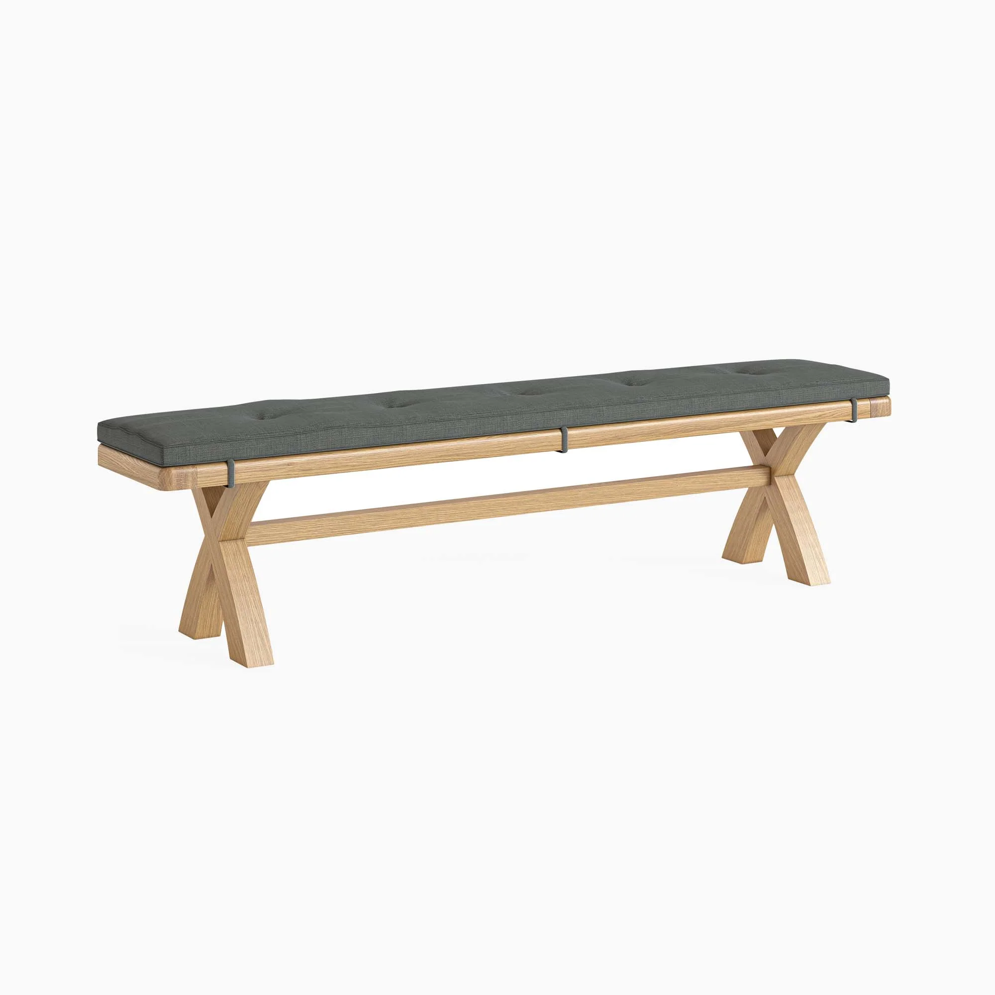 Navarre Cross Bench - Cross Bench Oak / Beige Fabric - Beige - Image 4