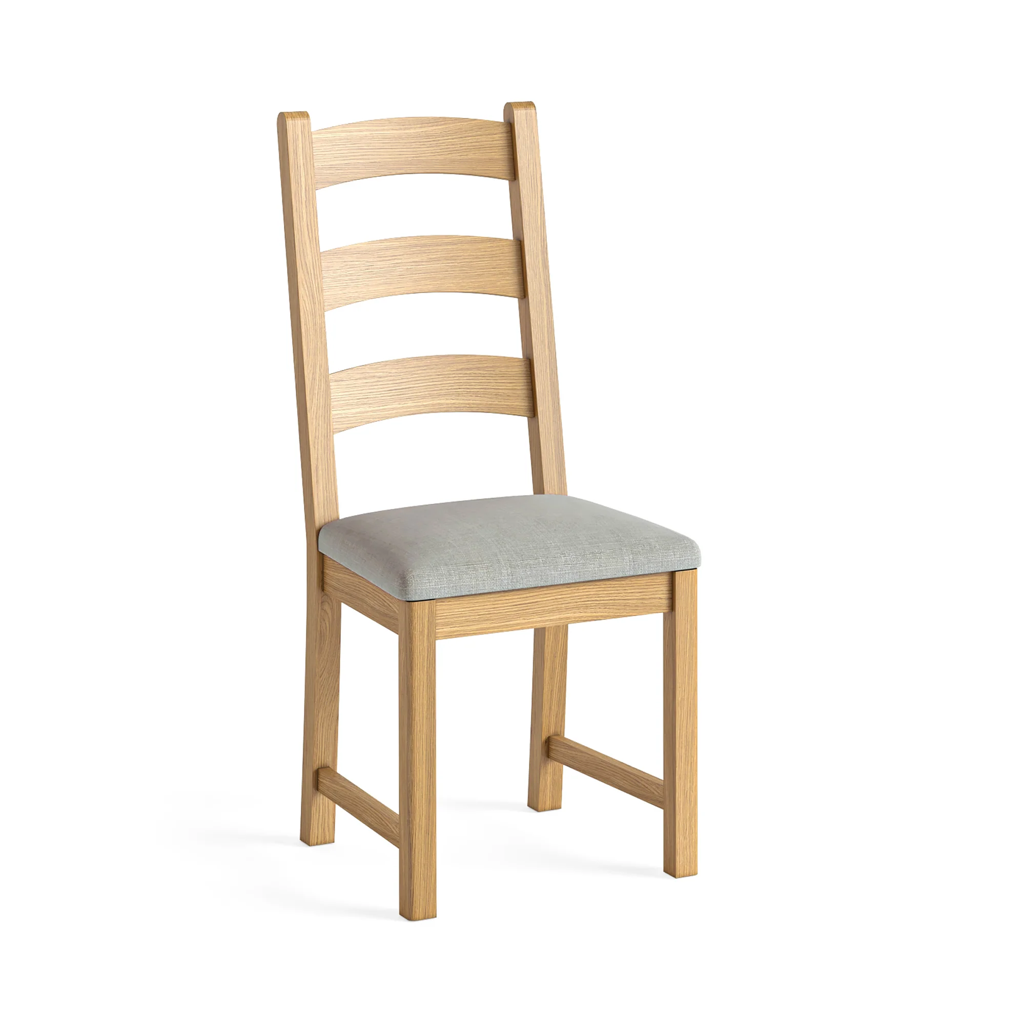 Navarre Pair of Beige Ladderback Dining Chairs - Ladder Dining Chair - Pair Oak / Beige Fabric - Image 3