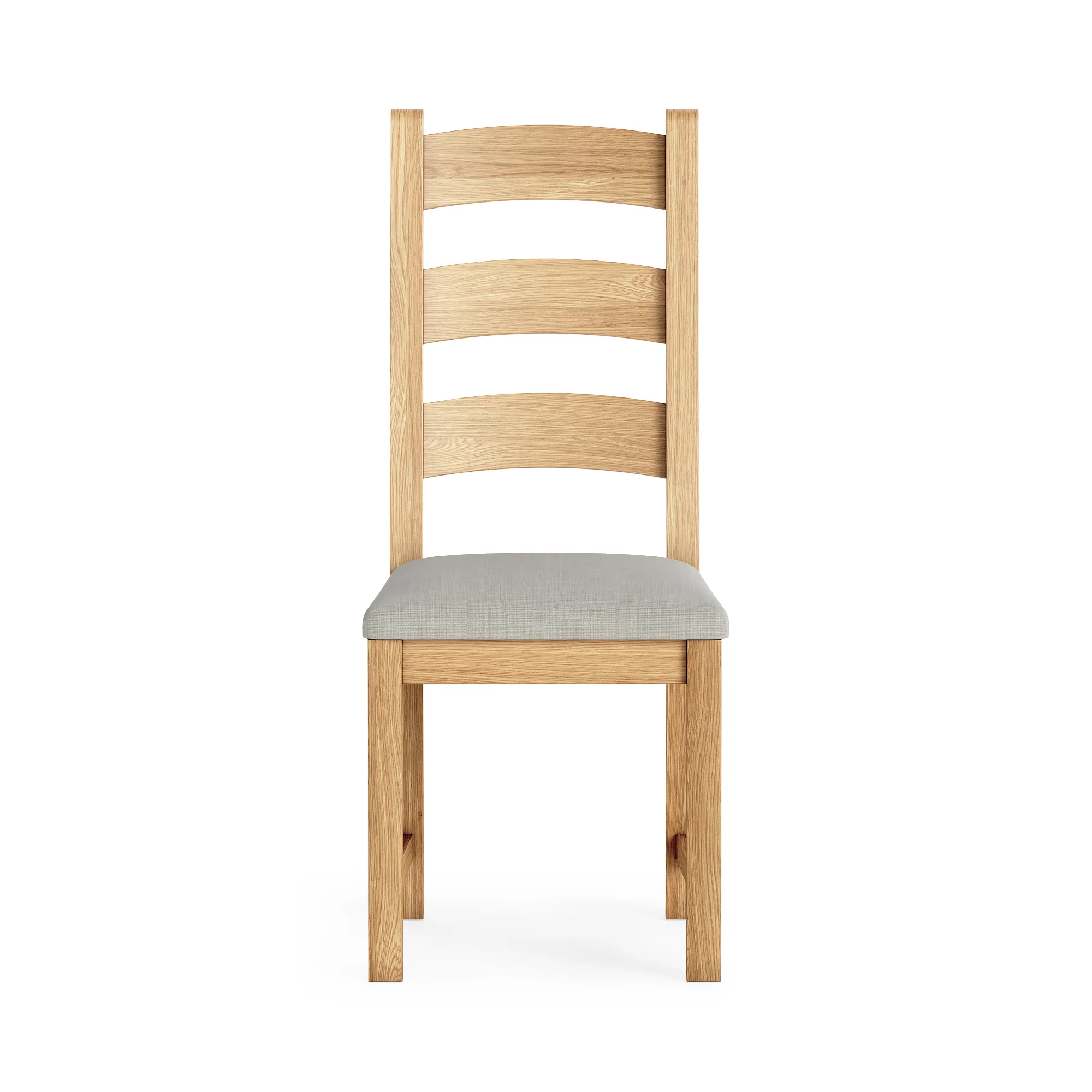 Navarre Pair of Beige Ladderback Dining Chairs - Ladder Dining Chair - Pair Oak / Beige Fabric - Image 4