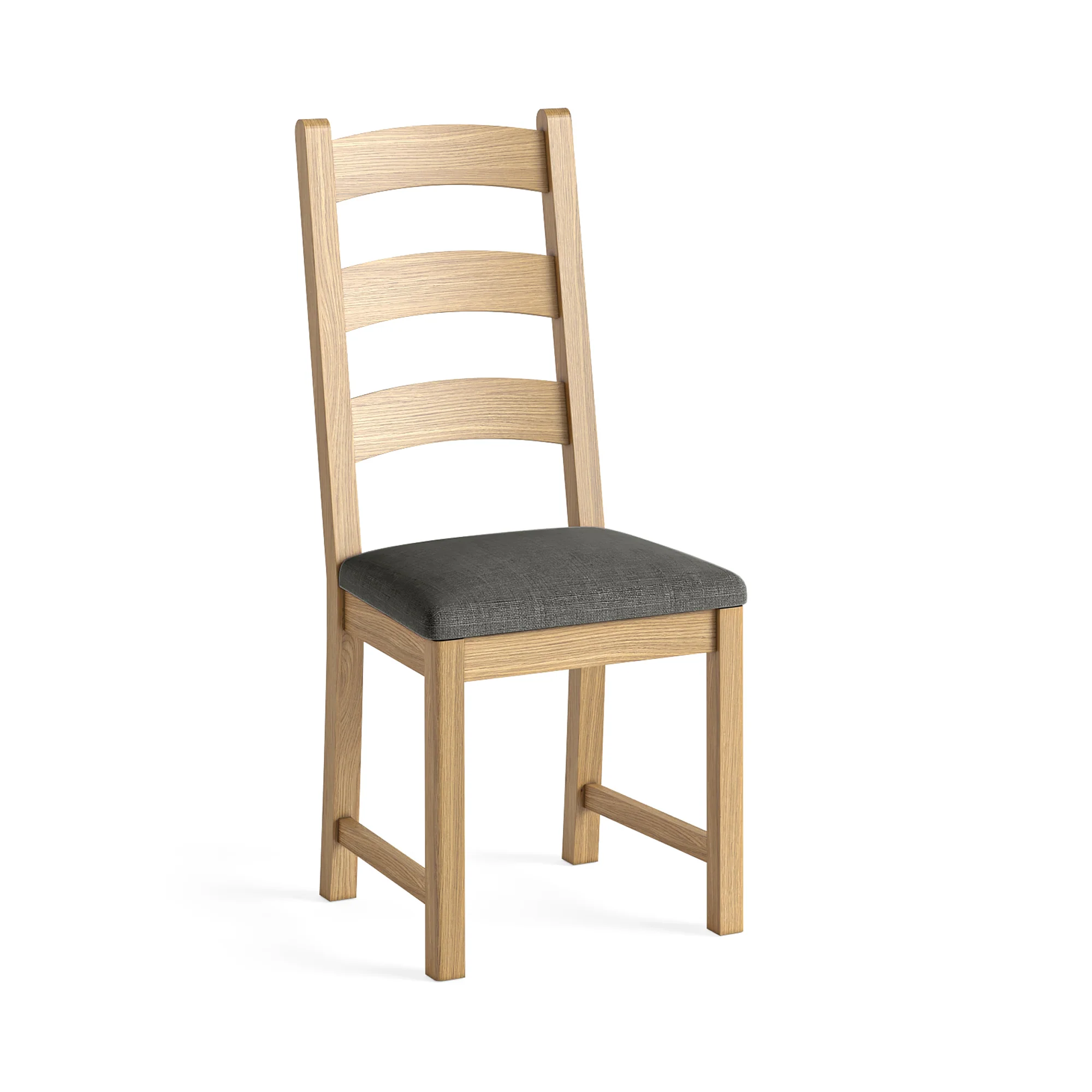 Navarre Pair of Charcoal Ladderback Dining Chairs - Ladder Dining Chair - Pair Oak / Charcoal Fabric - Image 3