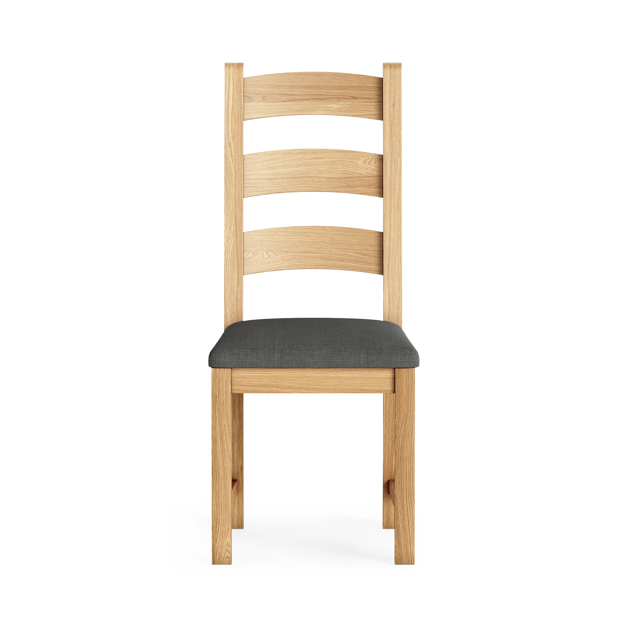 Navarre Pair of Charcoal Ladderback Dining Chairs - Ladder Dining Chair - Pair Oak / Charcoal Fabric - Image 4