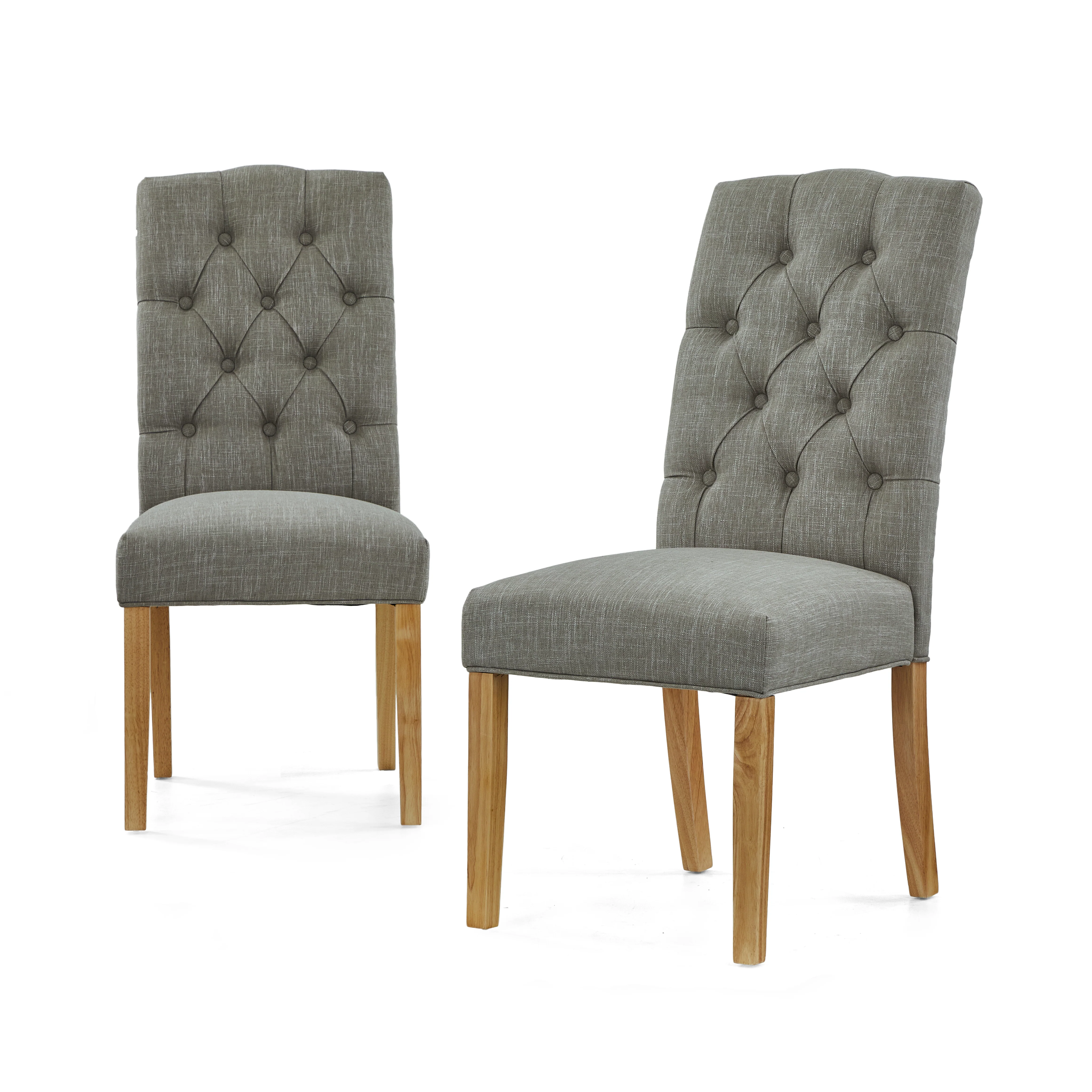Navarre Pair of Grey Buttonback Dining Chairs - Button Back Dining Chair - Pair Grey