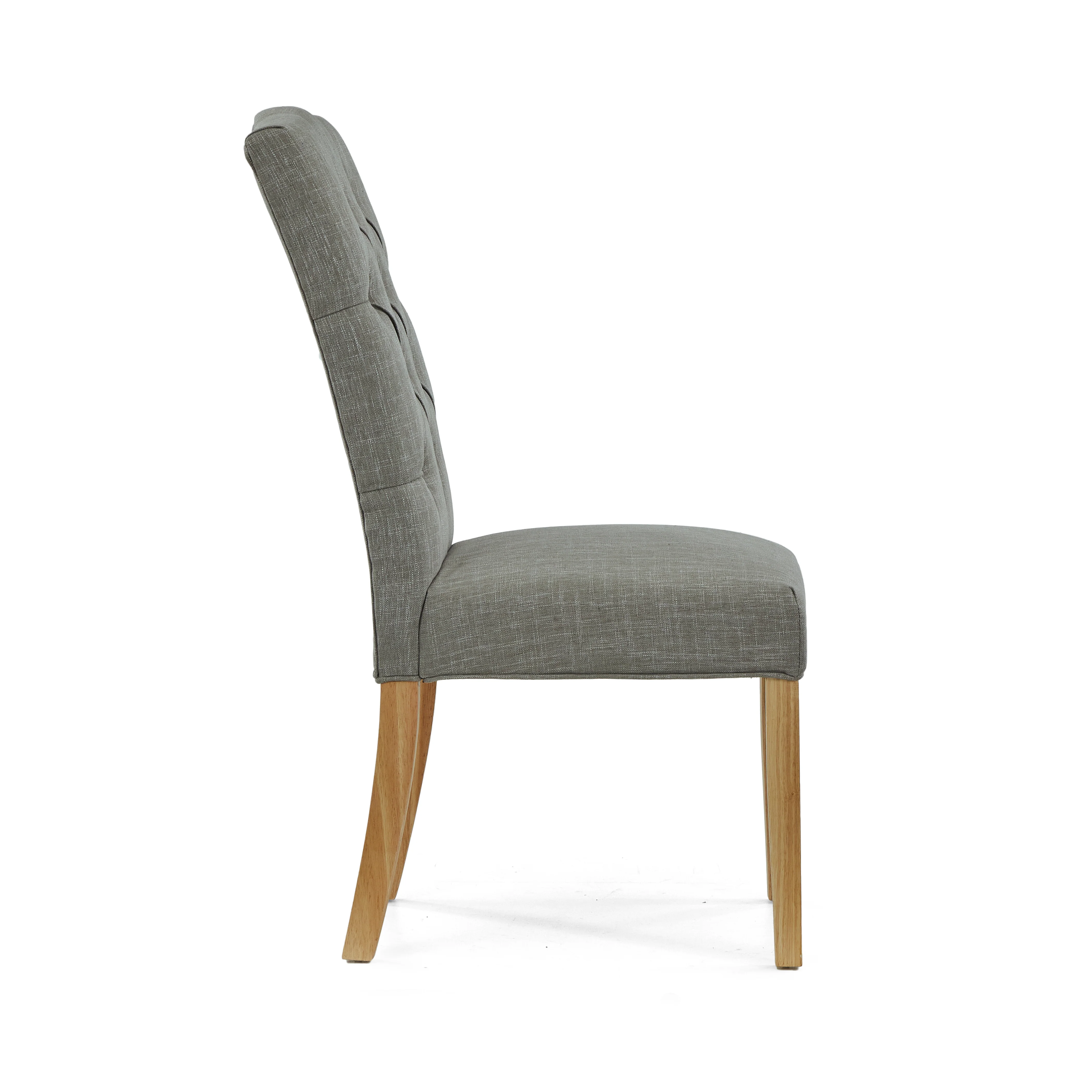Navarre Pair of Grey Buttonback Dining Chairs - Button Back Dining Chair - Pair Grey - Image 3