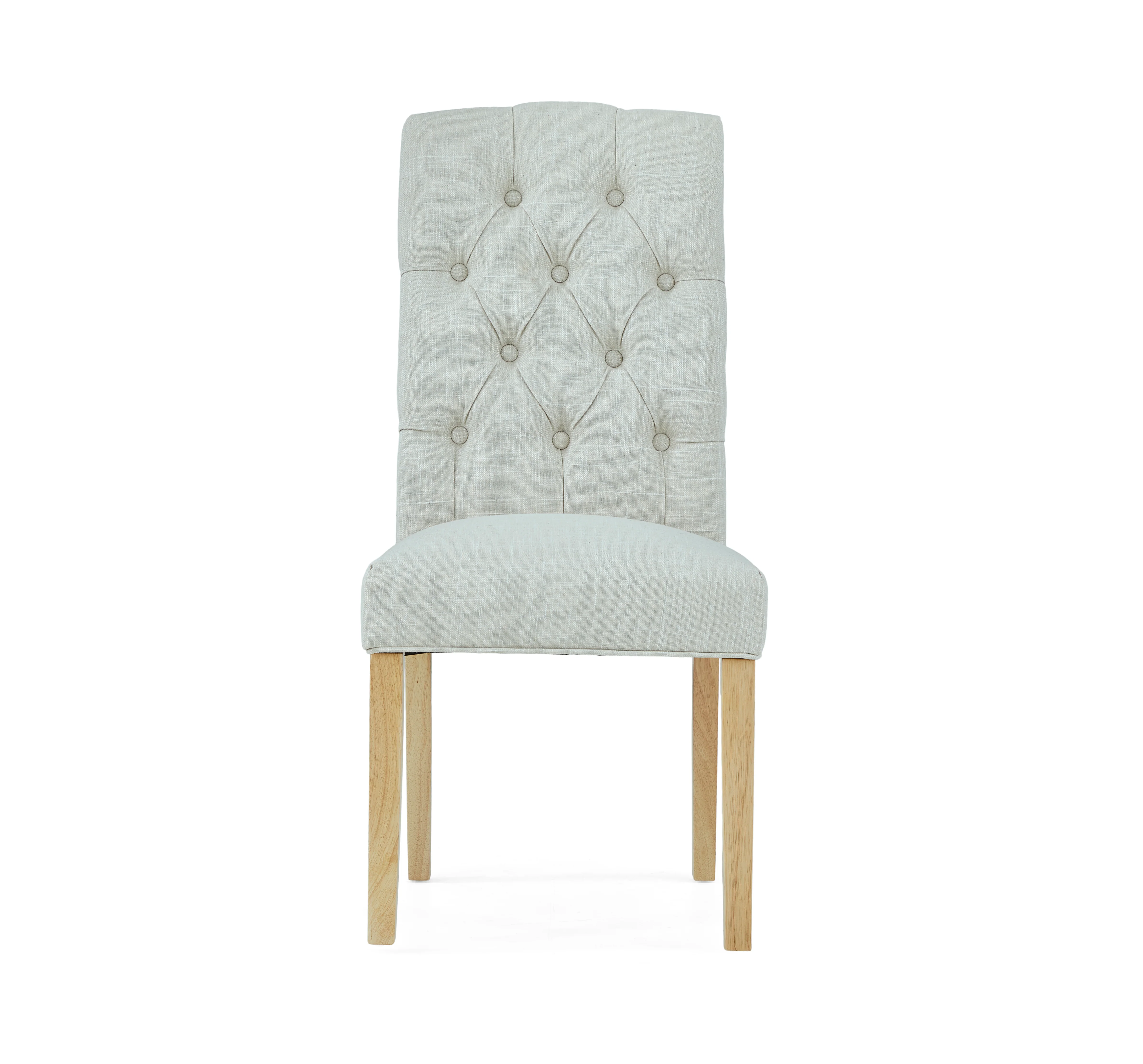 Navarre Pair of Natural Buttonback Dining Chairs - Button Back Dining Chair - Pair Natural - Image 2