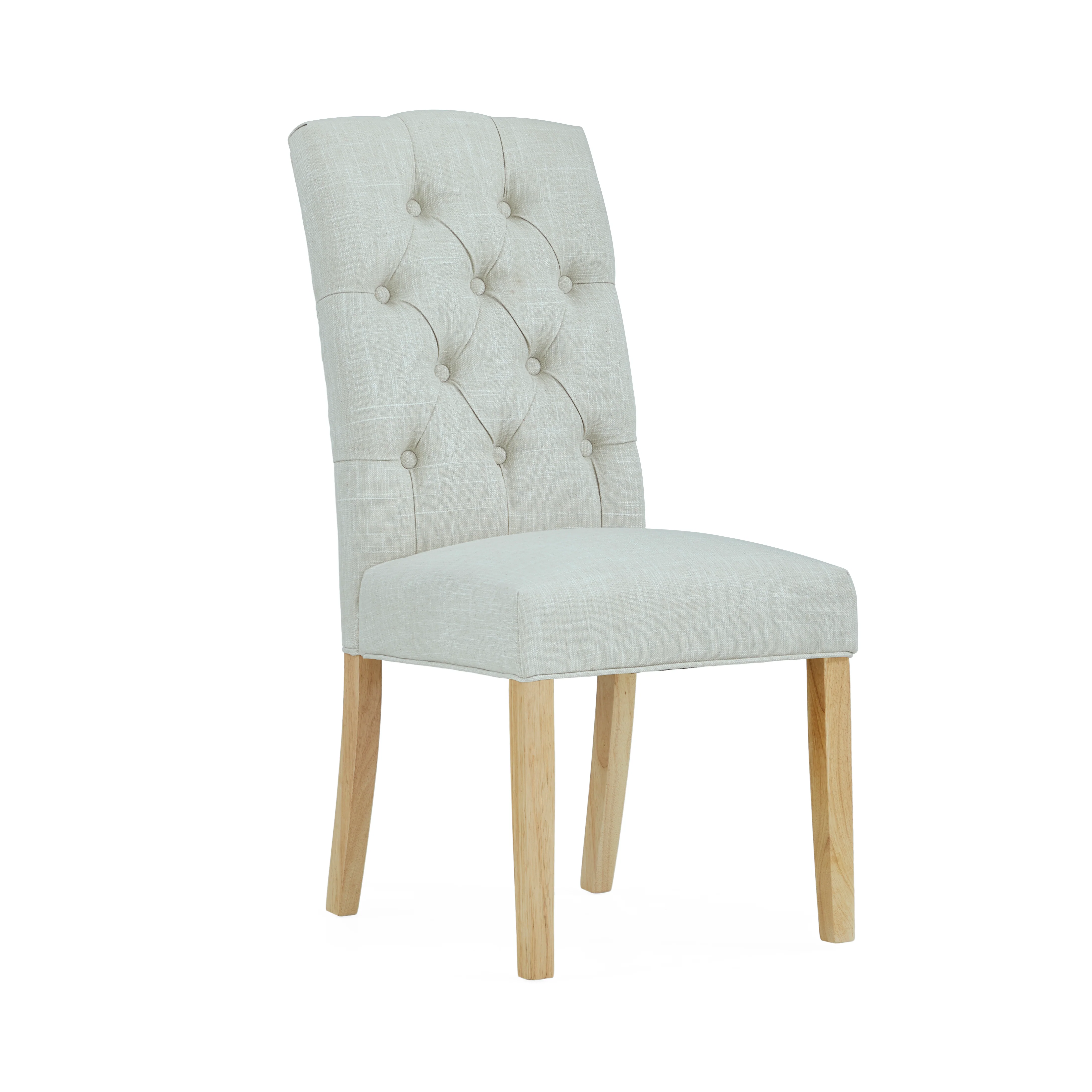 Navarre Pair of Natural Buttonback Dining Chairs - Button Back Dining Chair - Pair Natural - Image 3