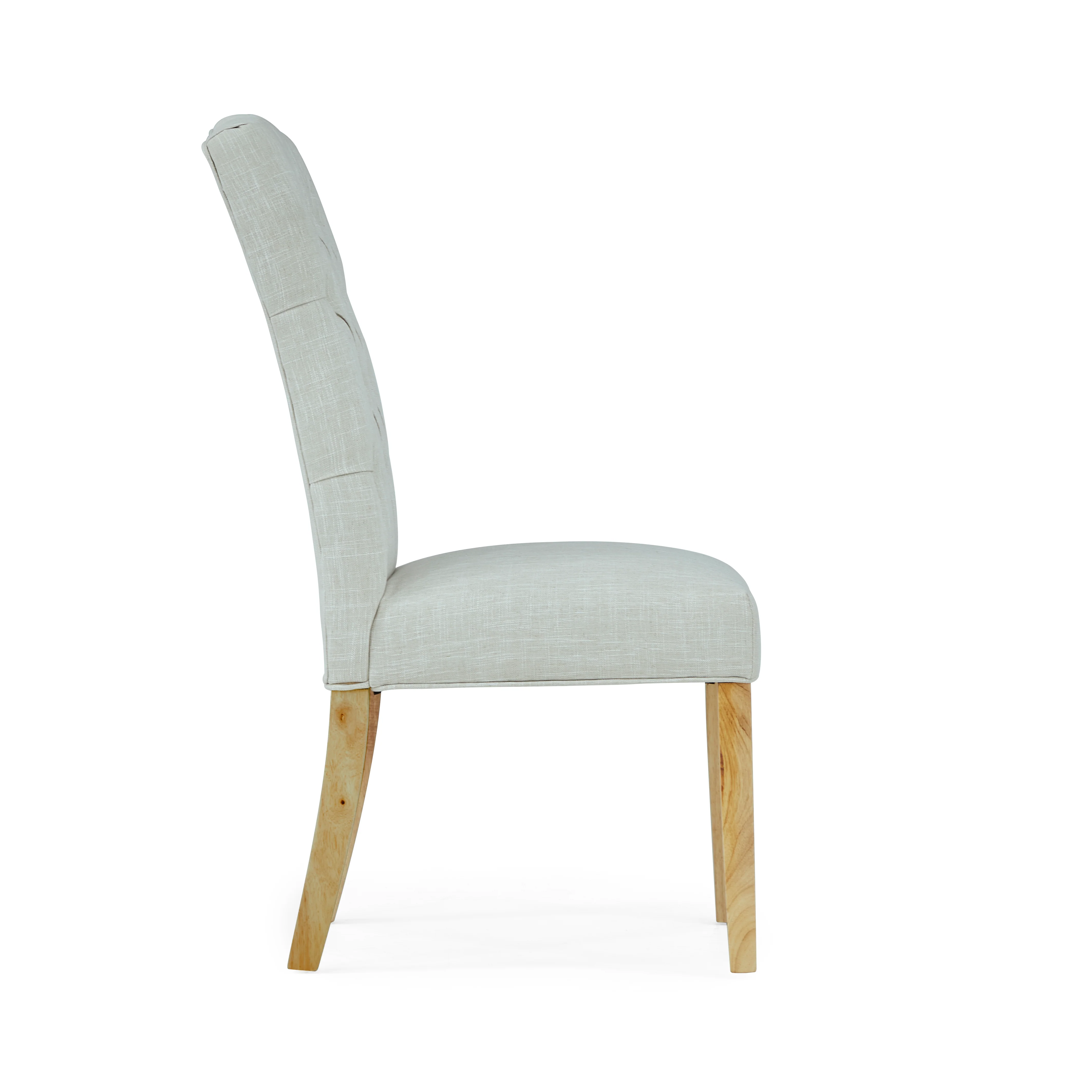 Navarre Pair of Natural Buttonback Dining Chairs - Button Back Dining Chair - Pair Natural - Image 4