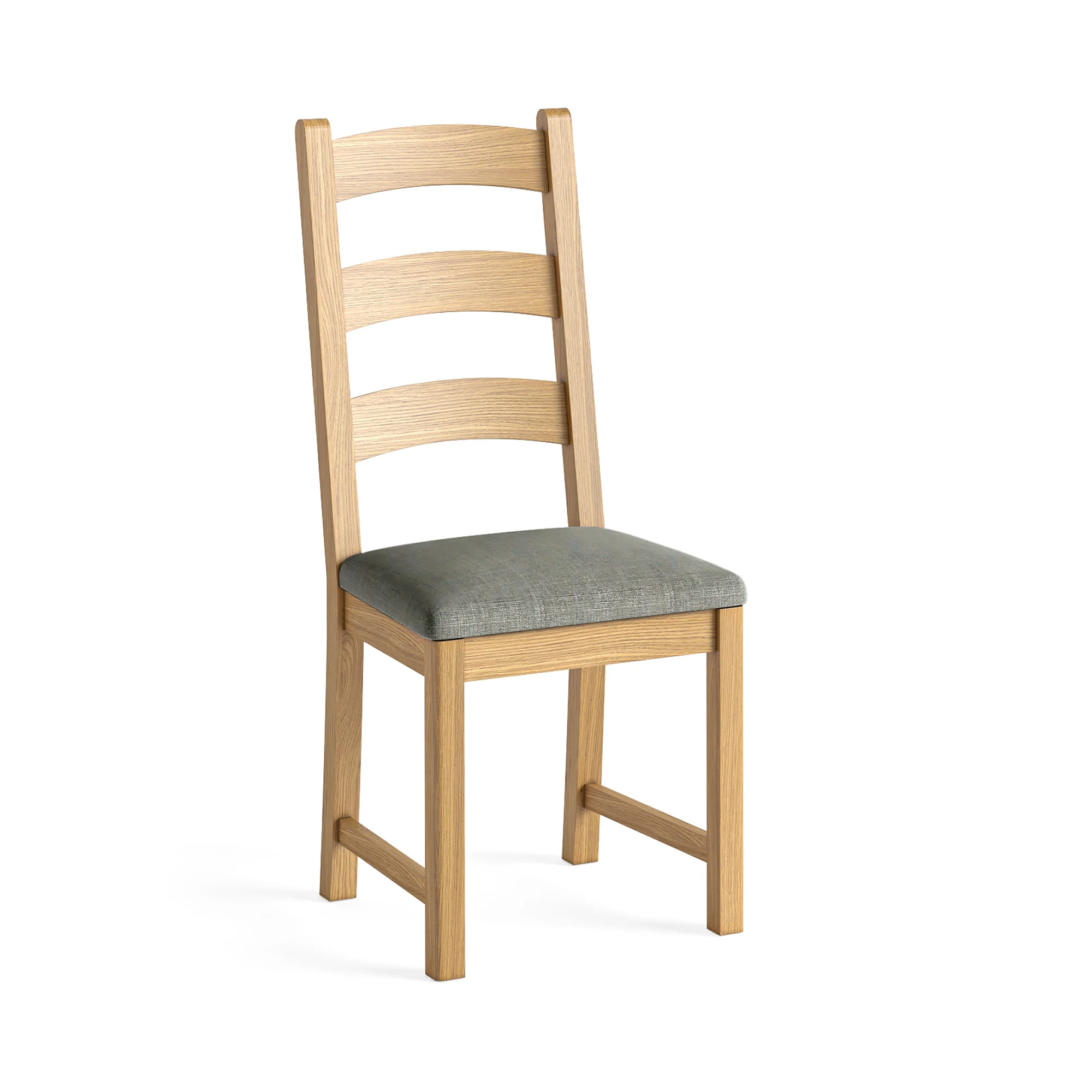 Navarre Pair of Grey Ladderback Dining Chairs - Ladder Dining Chair - Pair Oak / Grey Fabric - Image 3
