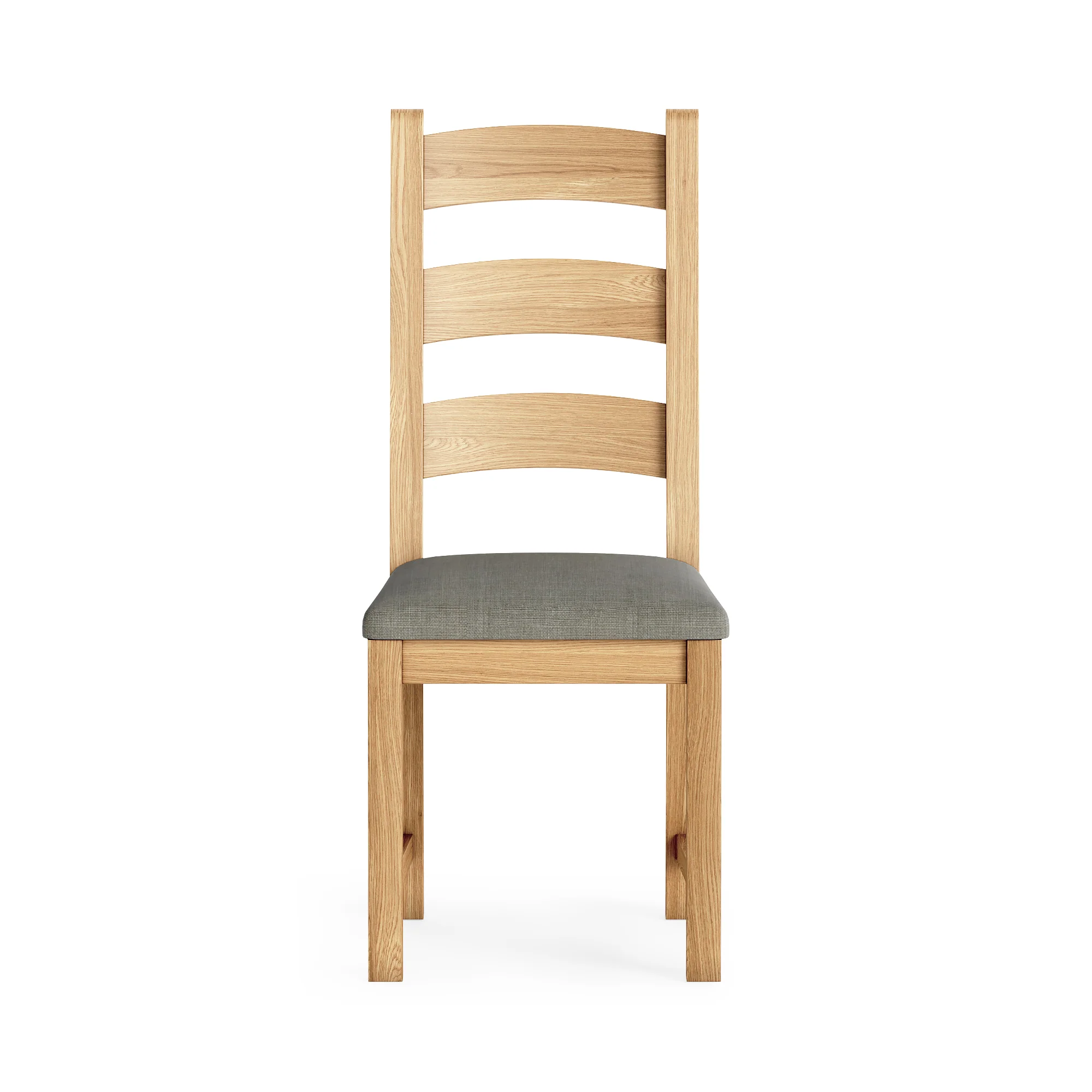 Navarre Pair of Grey Ladderback Dining Chairs - Ladder Dining Chair - Pair Oak / Grey Fabric - Image 4