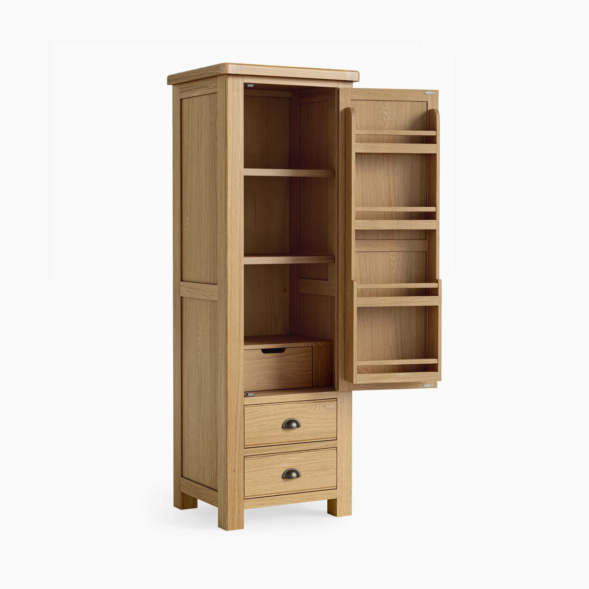 Navarre Slim Larder Cabinet - Single Larder Unit Oak / Oak Veneer - Image 2