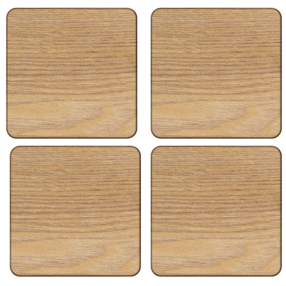 Oak Veneer Set of 4 Coasters - Oak Veneer S/4 Coasters 10.5CM - Image 2