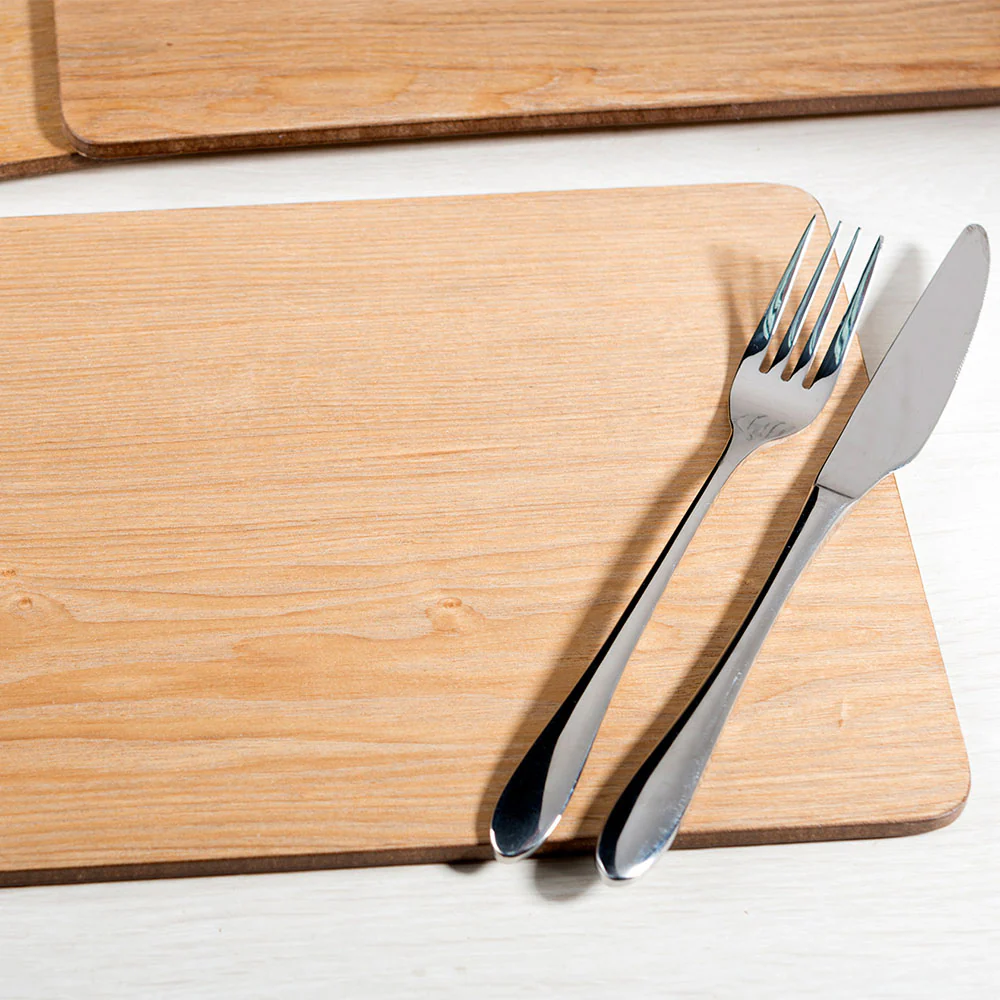 Oak Veneer Set of 4 Placemats - Oak Veneer S/4 Placemats 29.5 x 21CM