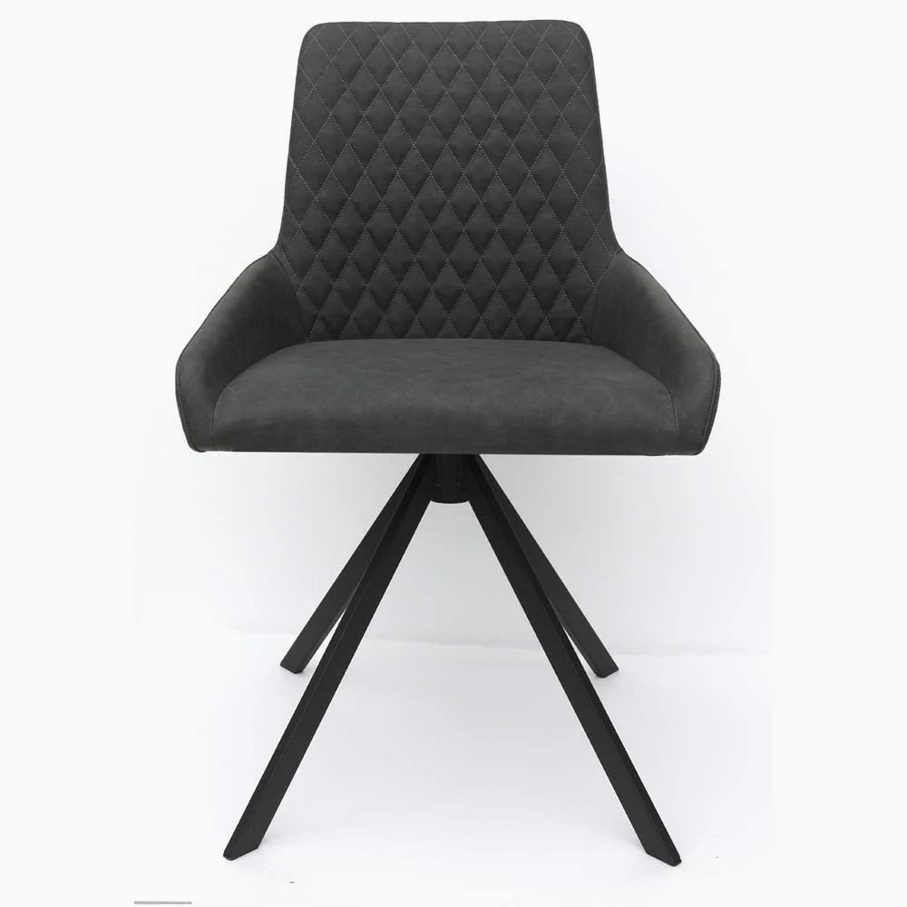 Odessey Pair of Grey Dining Chairs - Dining Chair - Pair Grey Leather Look - Image 2