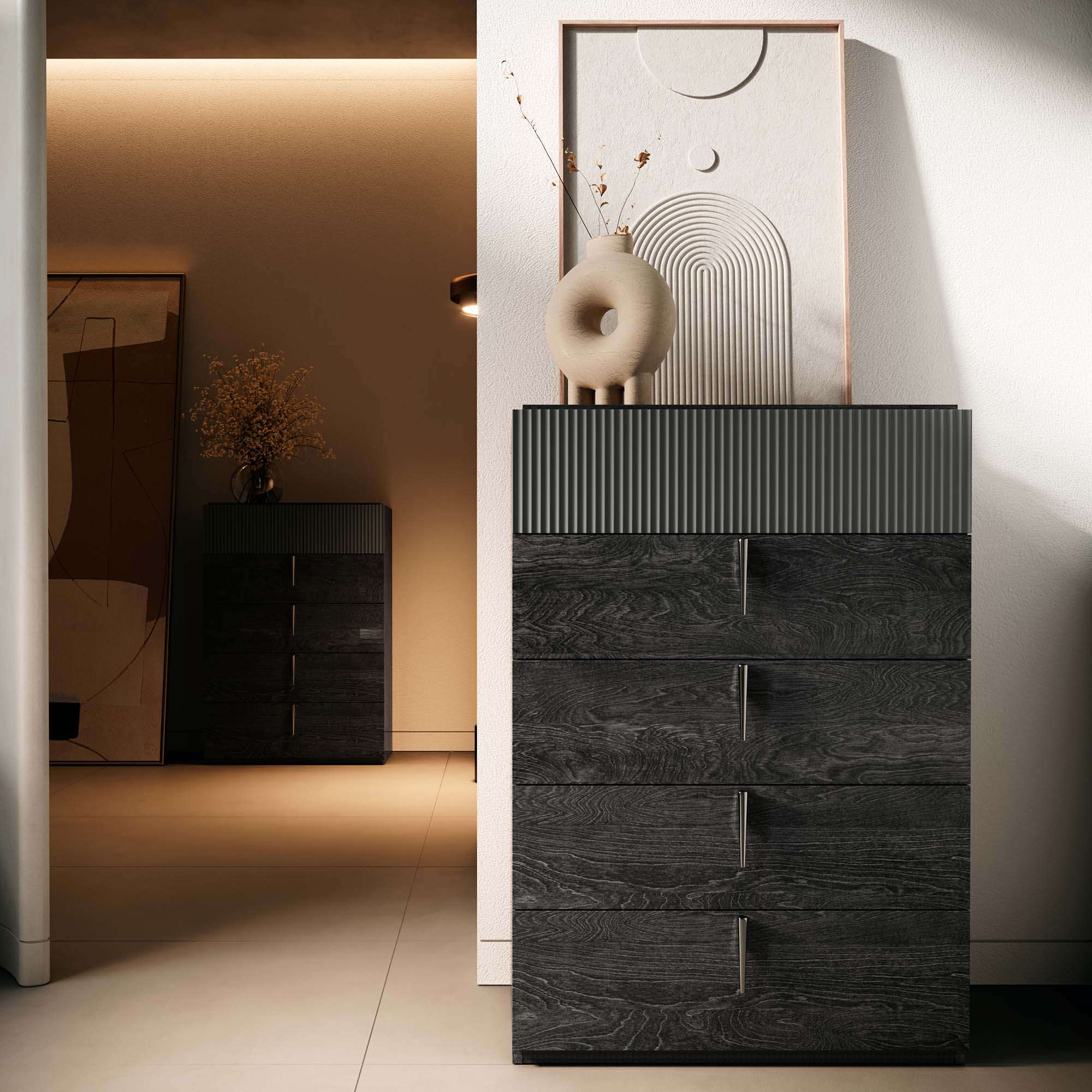 Onyx 5 Drawer Tall Cabinet - 5 Drawer Tallboy - Image 2