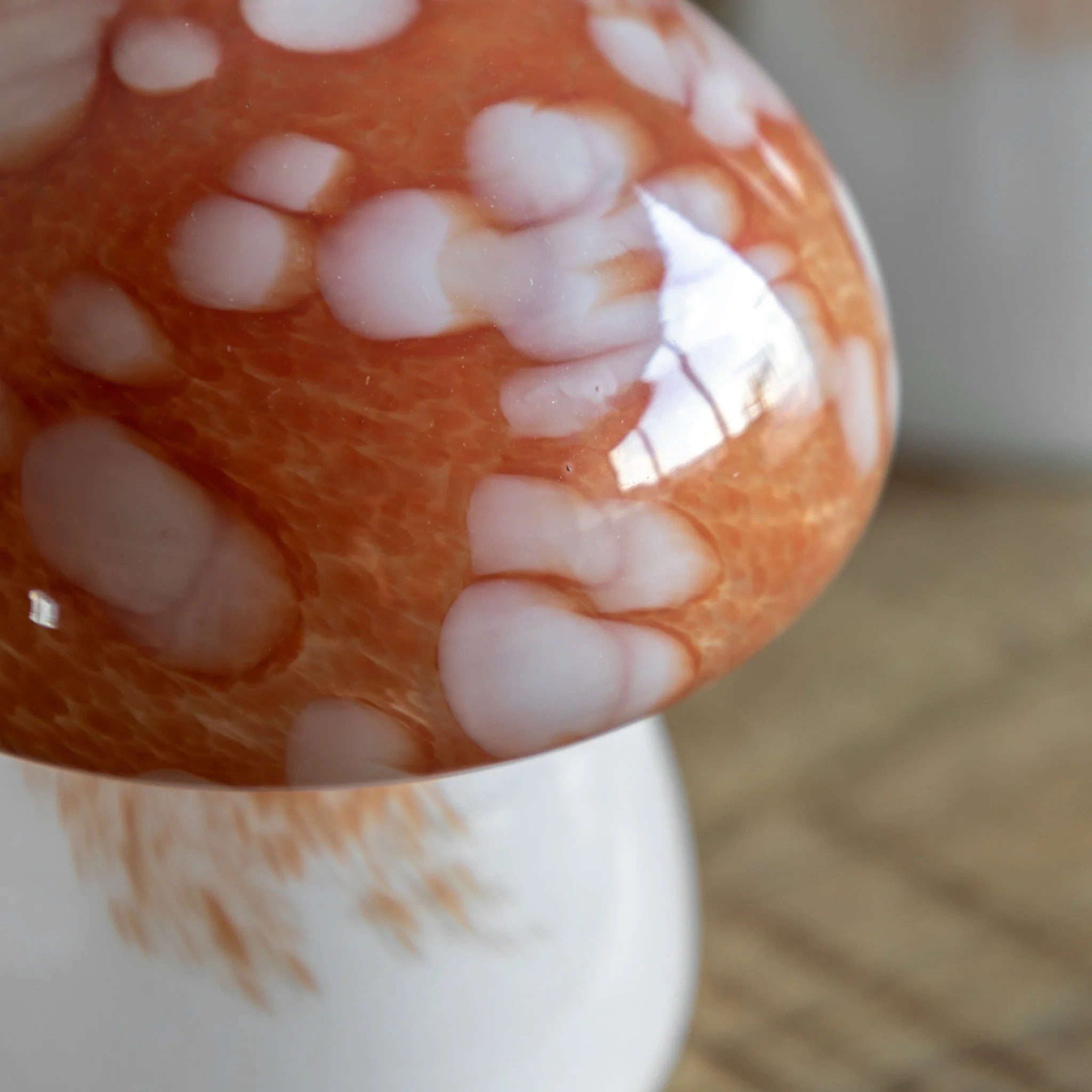Orange Confetti Glass Mushrooms Set Of 2 - DHD Confetti Glass Mushrooms Burnt Orange 2Pk - Image 2
