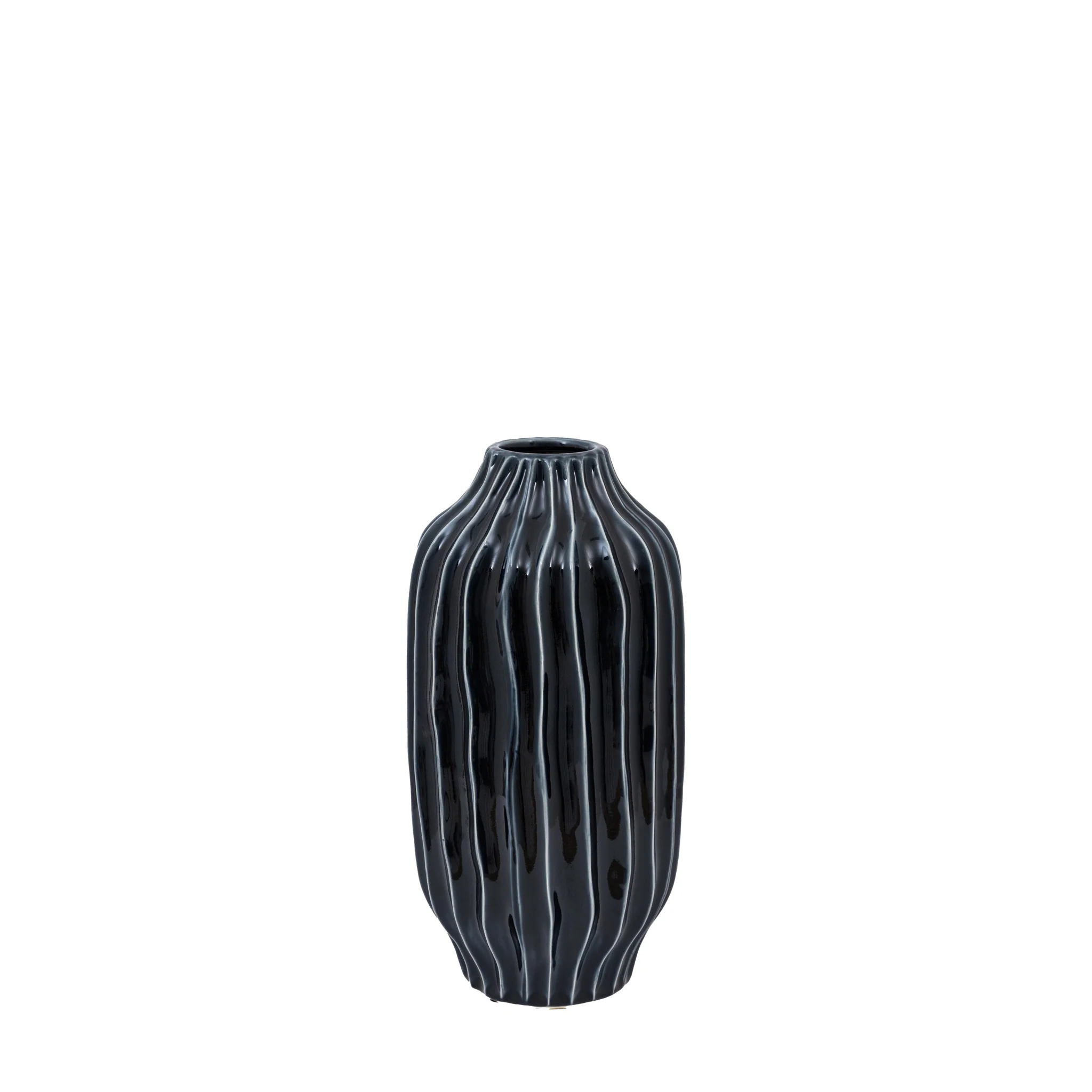 Organic Ribbed Vase Black Large - Organic Ribbed Vase Midnight Large - Image 3