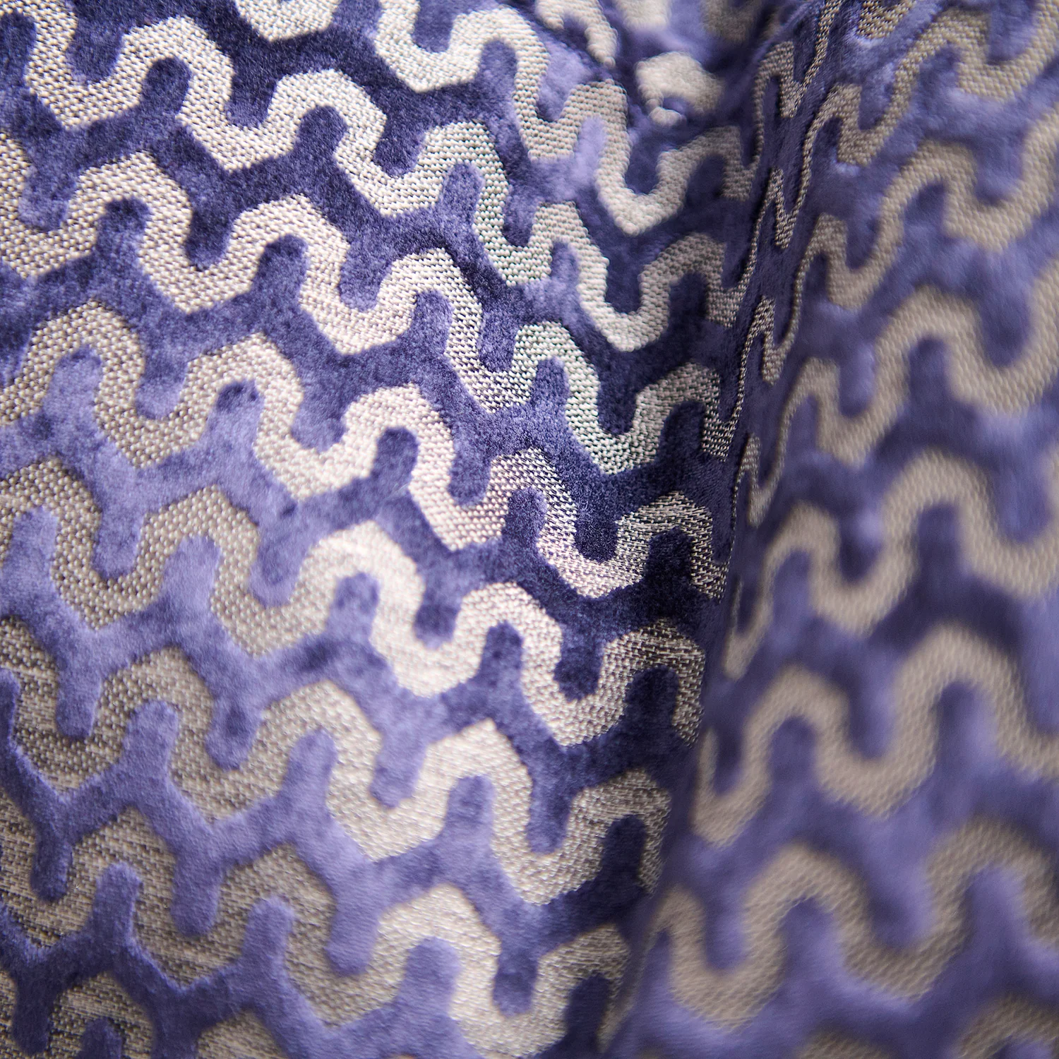 Oslo Velvet Wave Dark Blue Square Cushion - Cut Velvet Oslo 56X56 Cushion Navy - Image 2