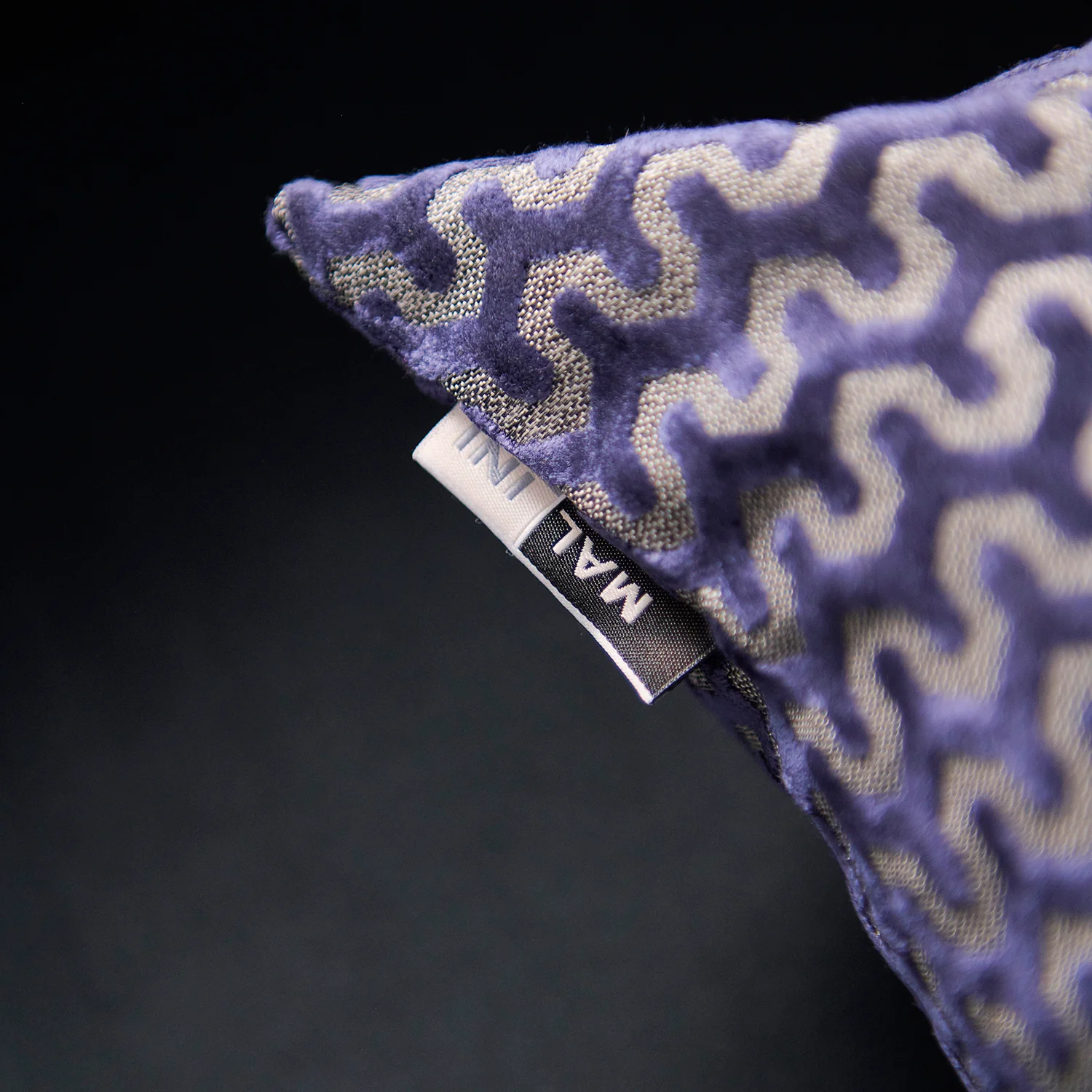 Oslo Velvet Wave Dark Blue Square Cushion - Cut Velvet Oslo 56X56 Cushion Navy - Image 3