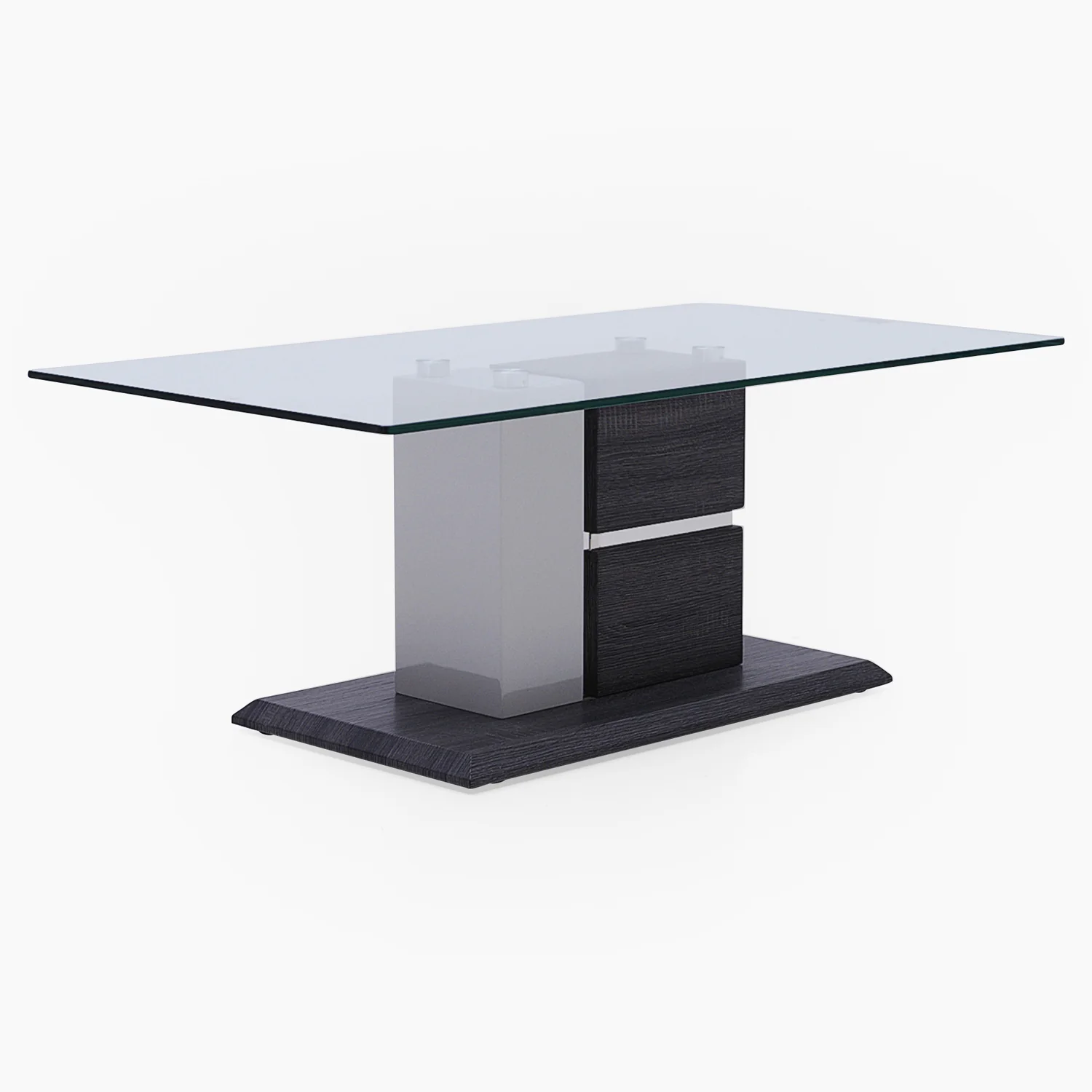 Panama Coffee Table - Coffee Table Dark Grey Wood Effect/Light Grey High Gloss/Polished steel - Image 2