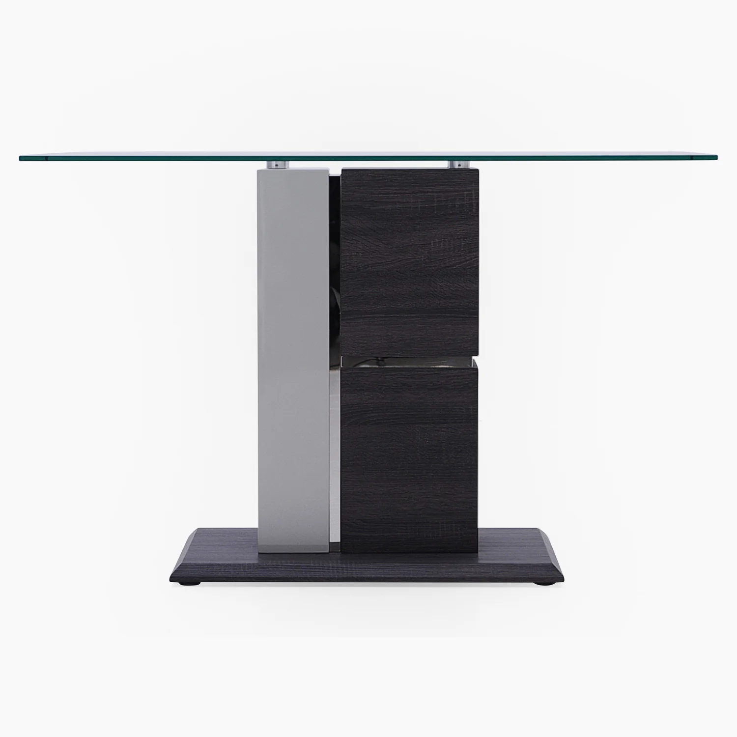 Panama Console Table - Sofa Table Dark Grey Wood Effect/Light Grey High Gloss/Polished steel
