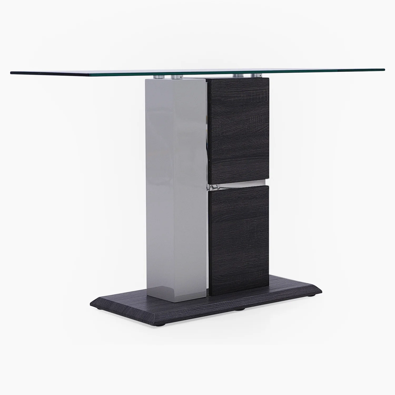 Panama Console Table - Sofa Table Dark Grey Wood Effect/Light Grey High Gloss/Polished steel - Image 2