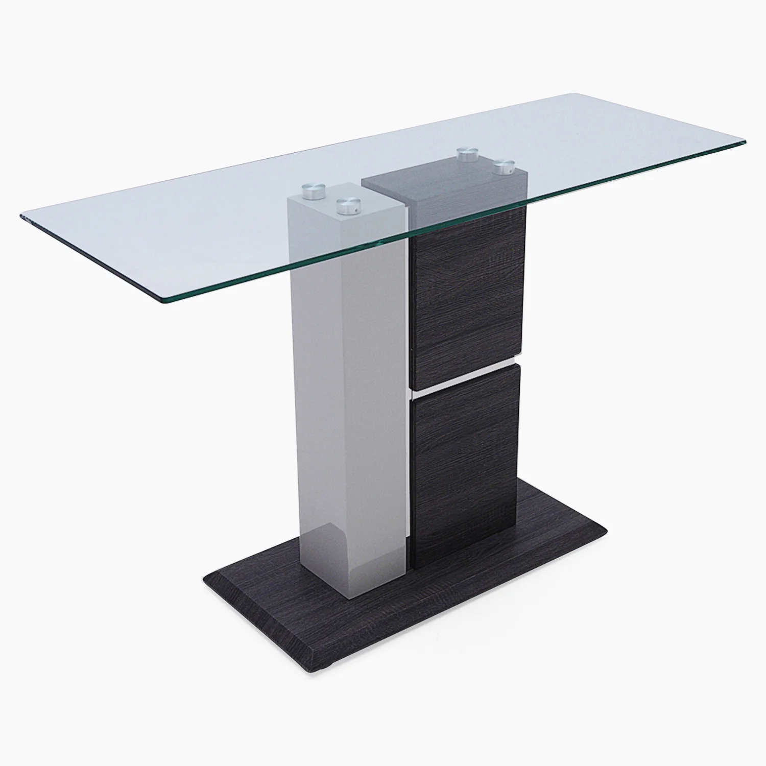 Panama Console Table - Sofa Table Dark Grey Wood Effect/Light Grey High Gloss/Polished steel - Image 3