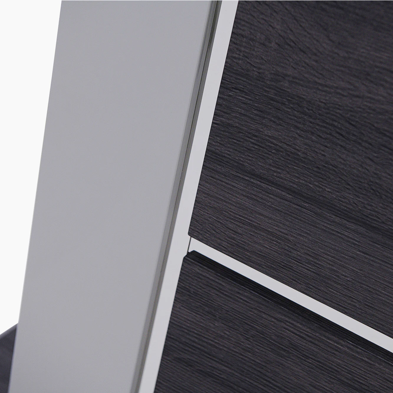 Panama Console Table - Sofa Table Dark Grey Wood Effect/Light Grey High Gloss/Polished steel - Image 6
