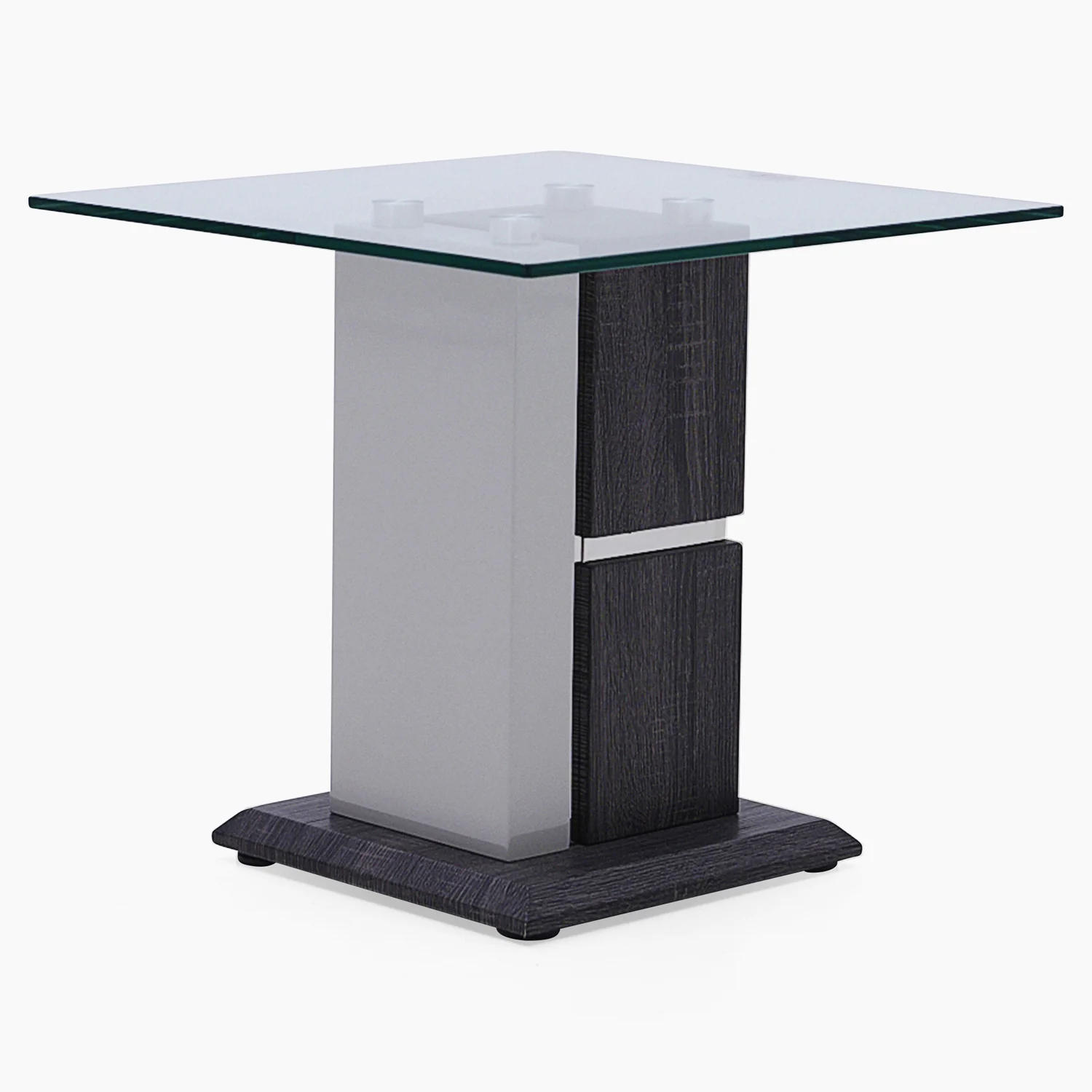 Panama End Table - End Table Dark Grey Wood Effect/Light Grey High Gloss/Polished steel - Image 2