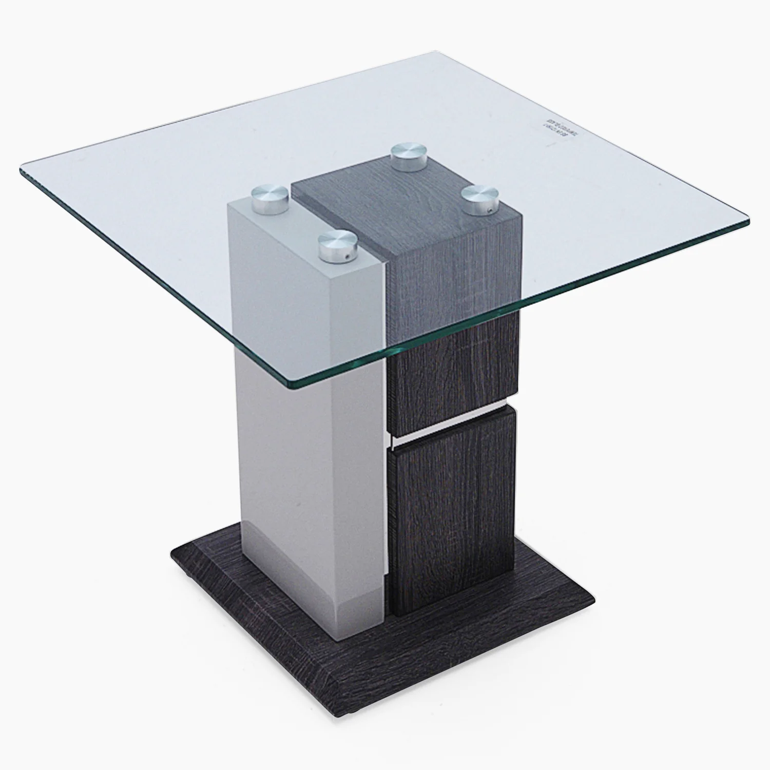 Panama End Table - End Table Dark Grey Wood Effect/Light Grey High Gloss/Polished steel - Image 3